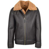 Mens Top Gun Style Sheepskin Jacket Oscar Zenith Brown Ginger