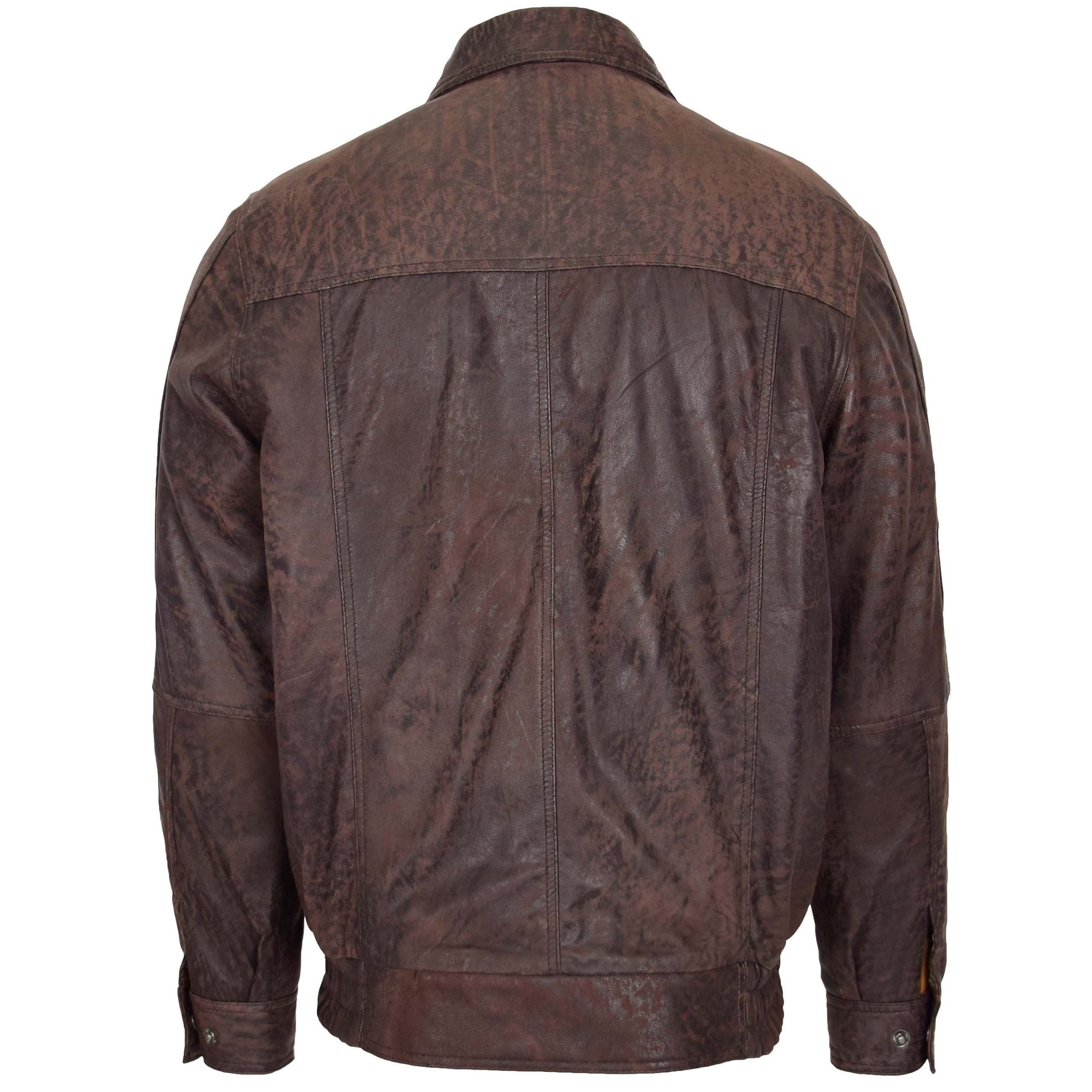 Mens Bomber Leather Jacket Classic Style Jim Zenith Brown Nubuck