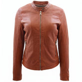 Womens Soft Leather Biker Style Jacket Elyza Fusion Timber