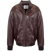 Mens Real Leather Bomber Jacket Raglan Shoulder Francis Zenith Brown
