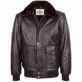 Mens Leather Bomber Jacket G-1 Aviator Style Jarrod Zenith Brown