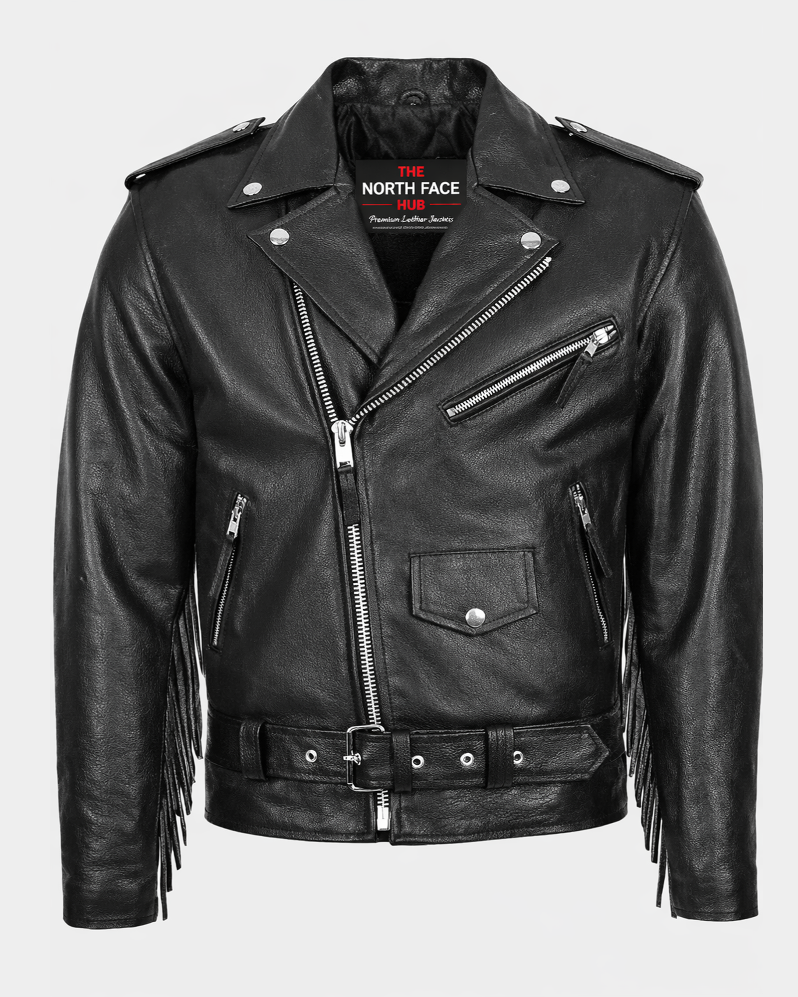 Mens Heavy Duty Leather Biker Brando Jacket Nova Black