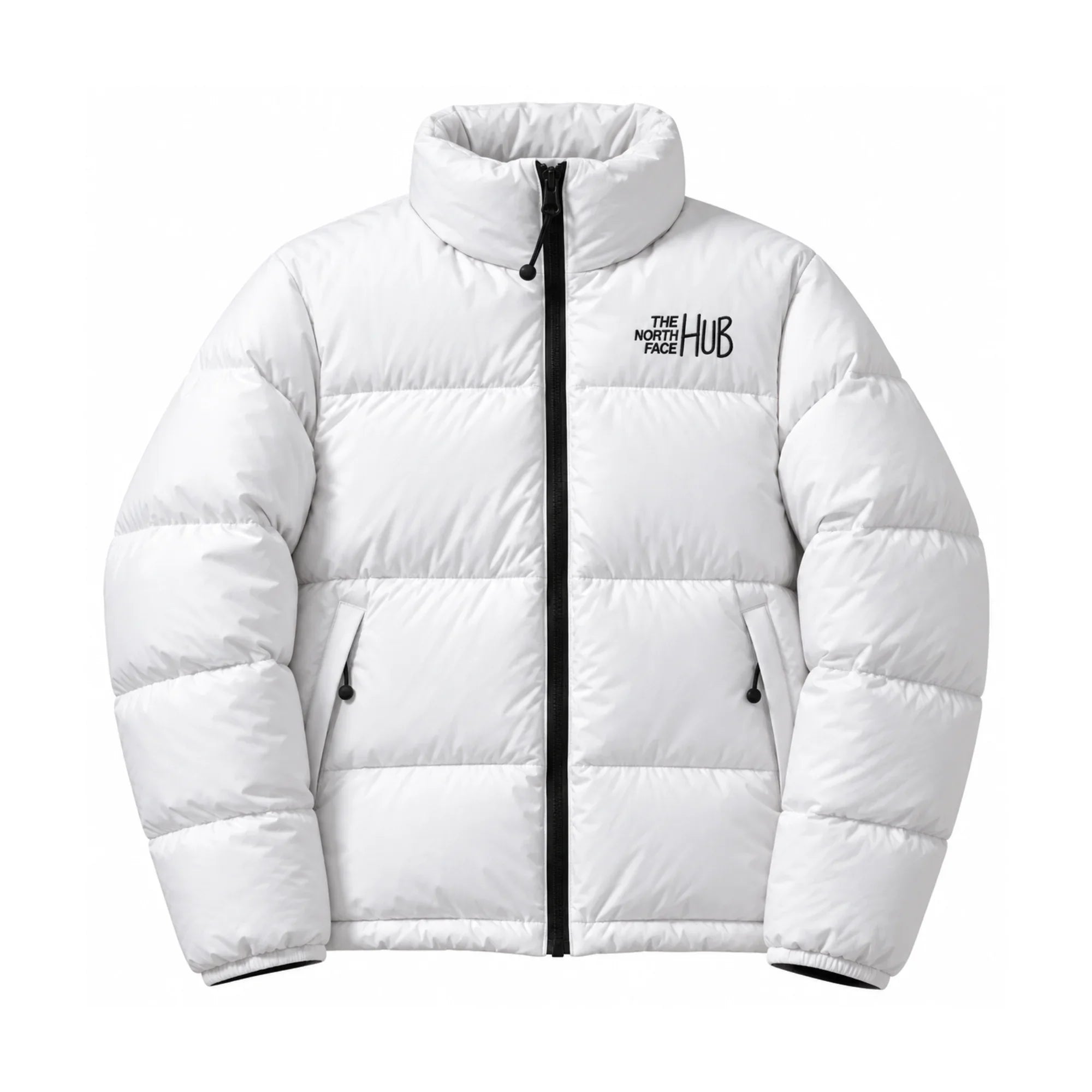 The North Face Hub White Mens Puffer Jacket – Mens Insulated Winter Jacket / Nuptse Puffer Jacket 1996 Retro Coat