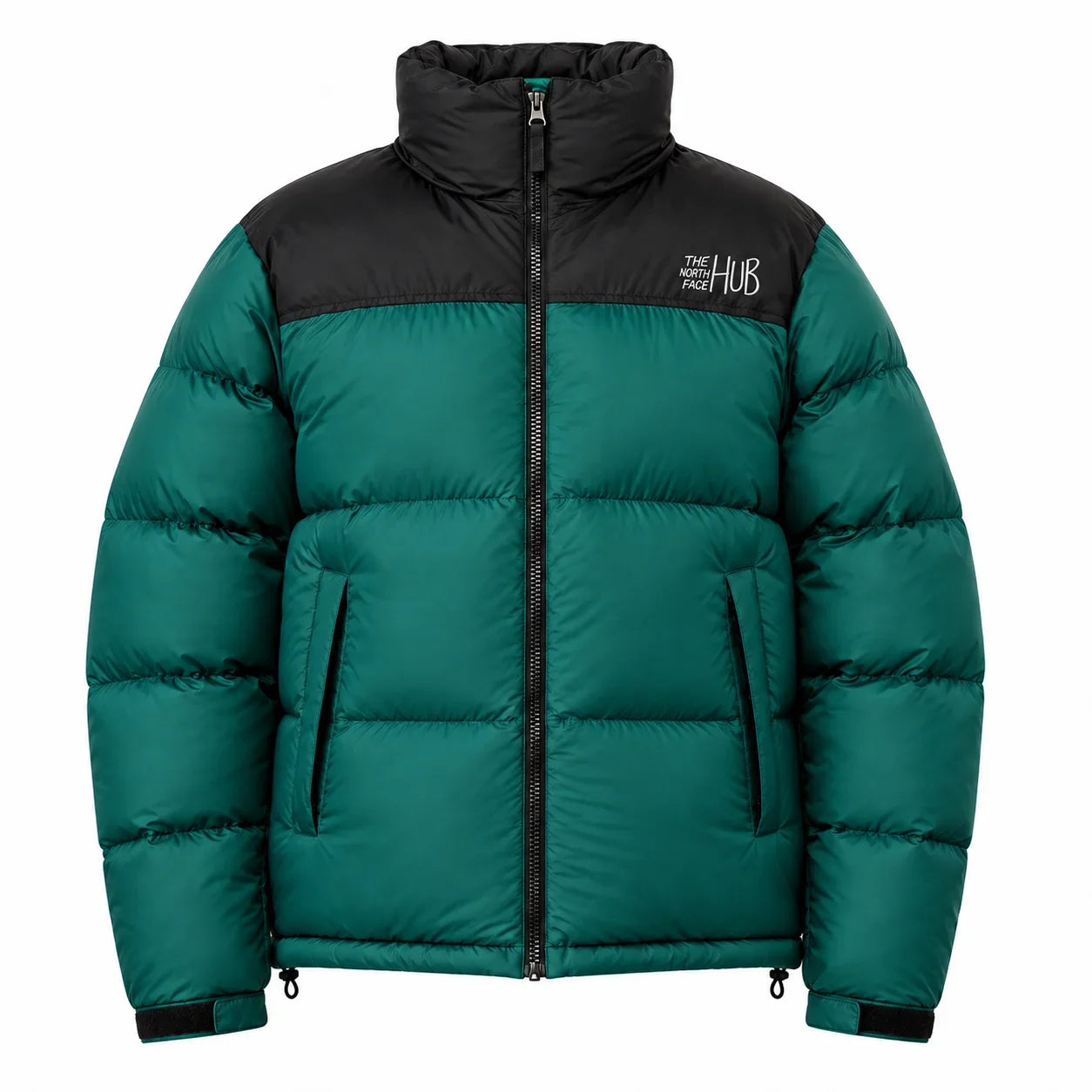 The North Face Hub Green Mens Puffer Jacket – Mens Insulated Winter Jacket / Nuptse Puffer Jacket 1996 Retro Coat