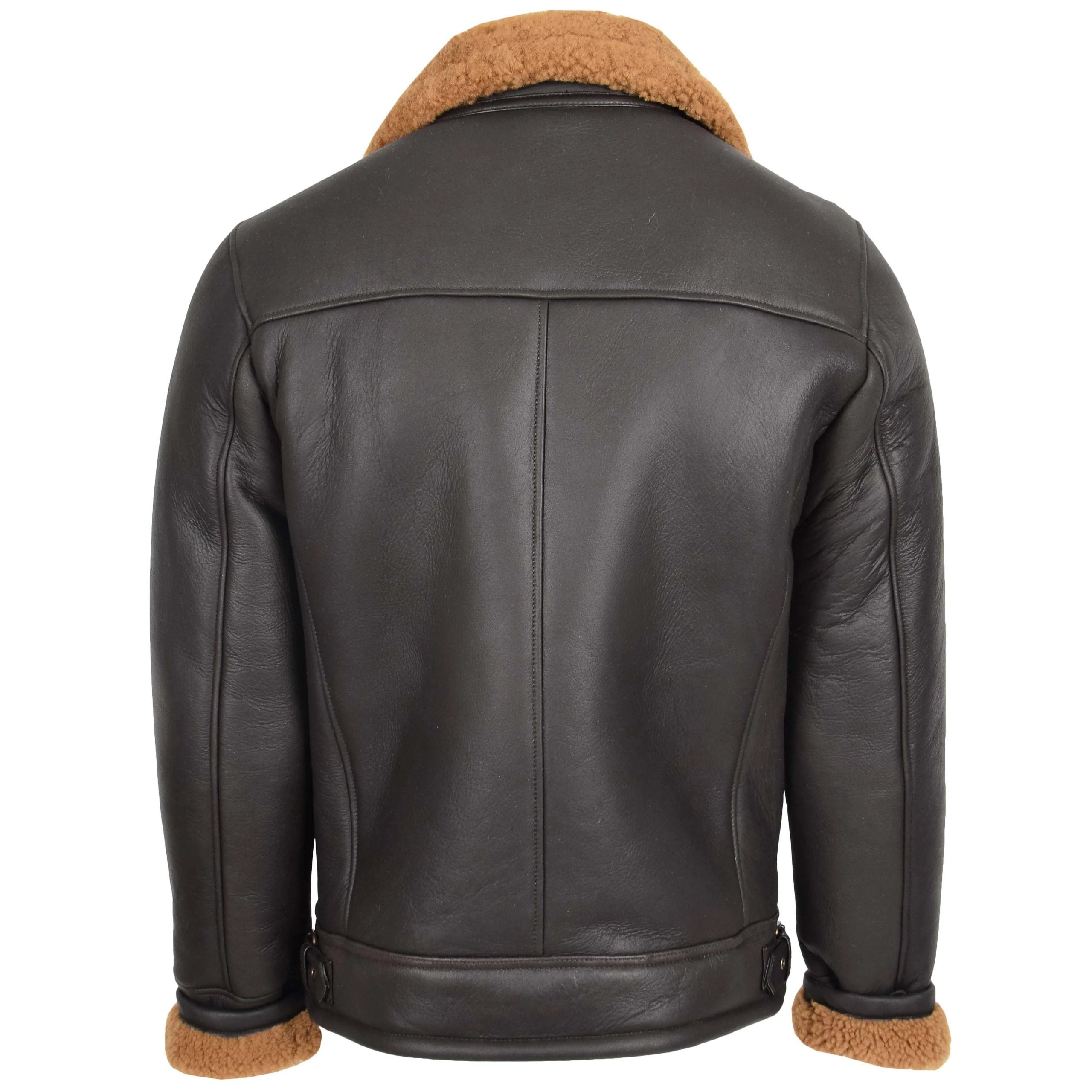 Mens Aviator Sheepskin Pilot Leather Bomber Jacket Zenith Brown Ginger