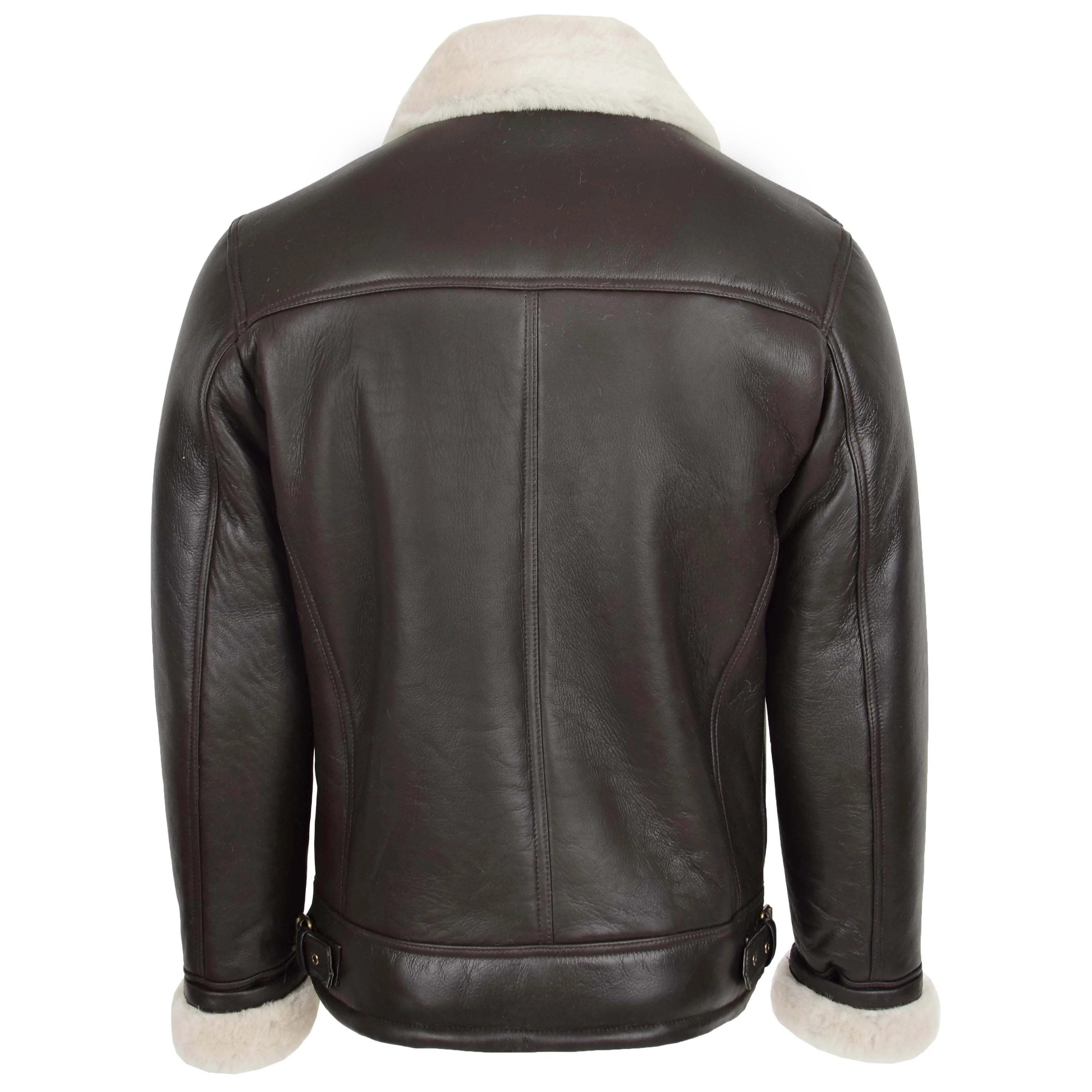 Mens Aviator Sheepskin Pilot Jacket Zenith Brown White