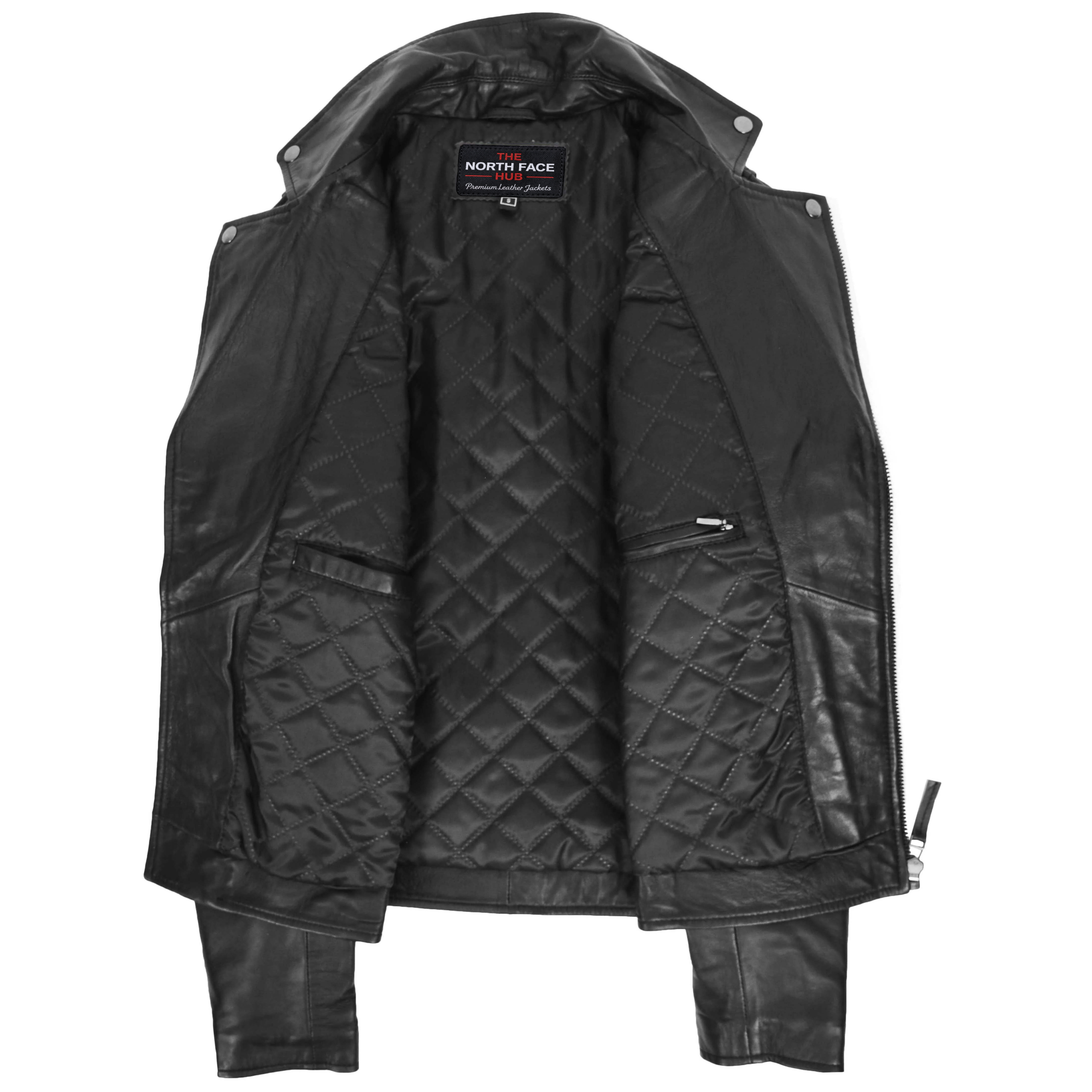 Mens Biker Leather Jacket Dual Zip Hook Paradox Rub Off