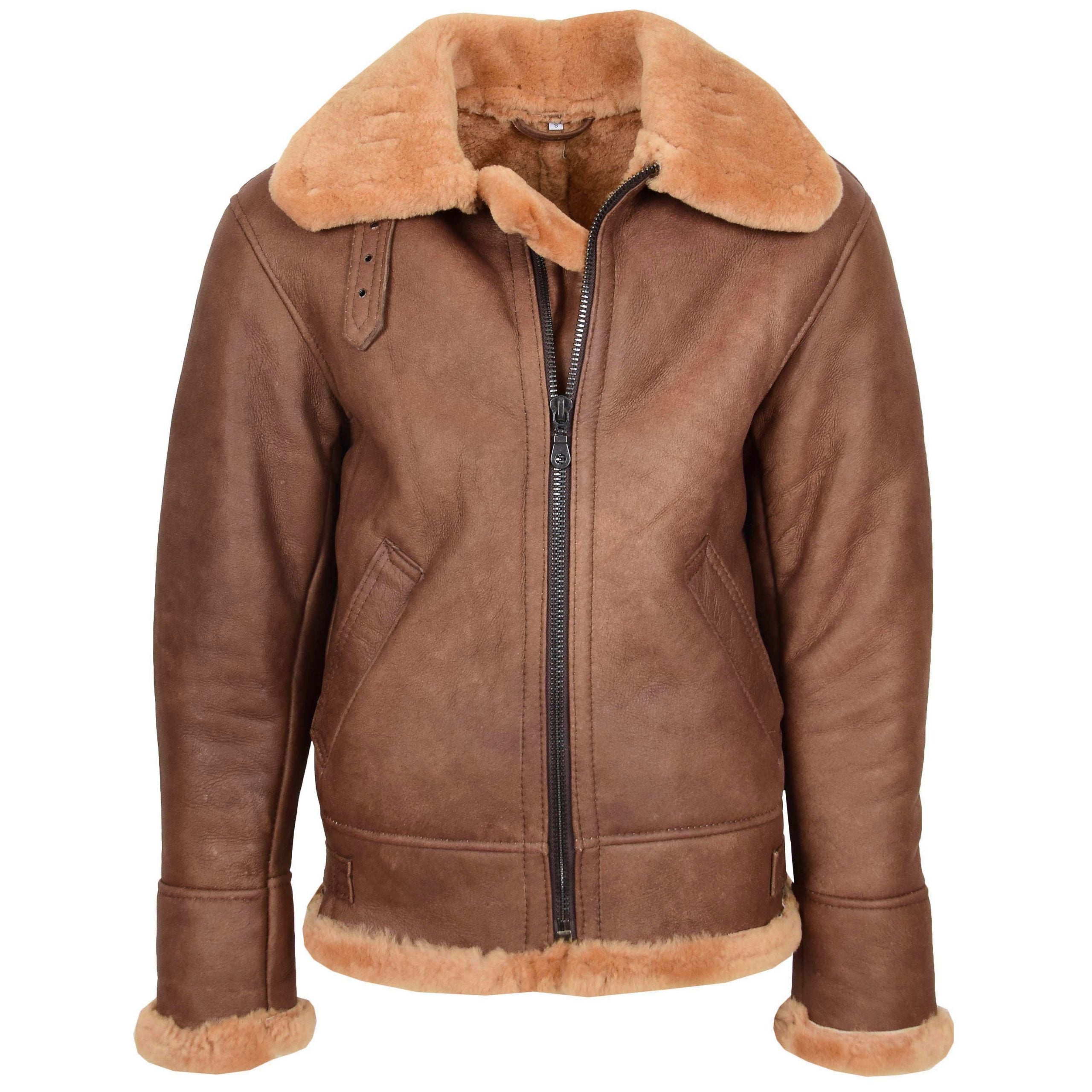 Mens B3 Sheepskin Vintage Flying Jacket Dynamo Tan