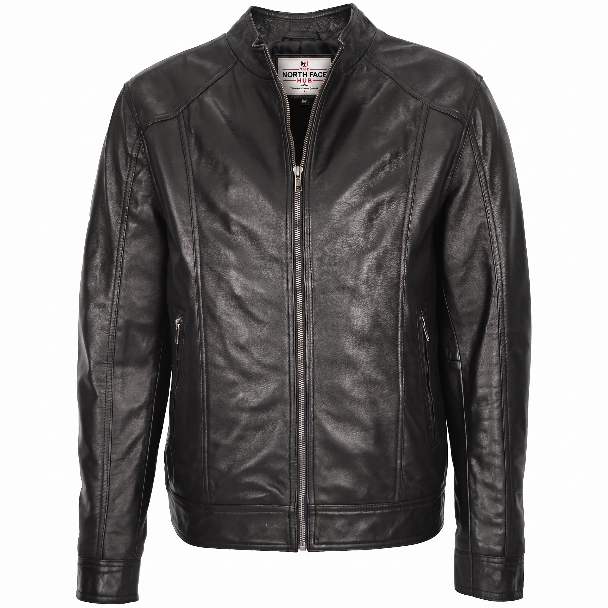 Mens Soft Leather Casual Plain Zip Jacket Matt Nova Black