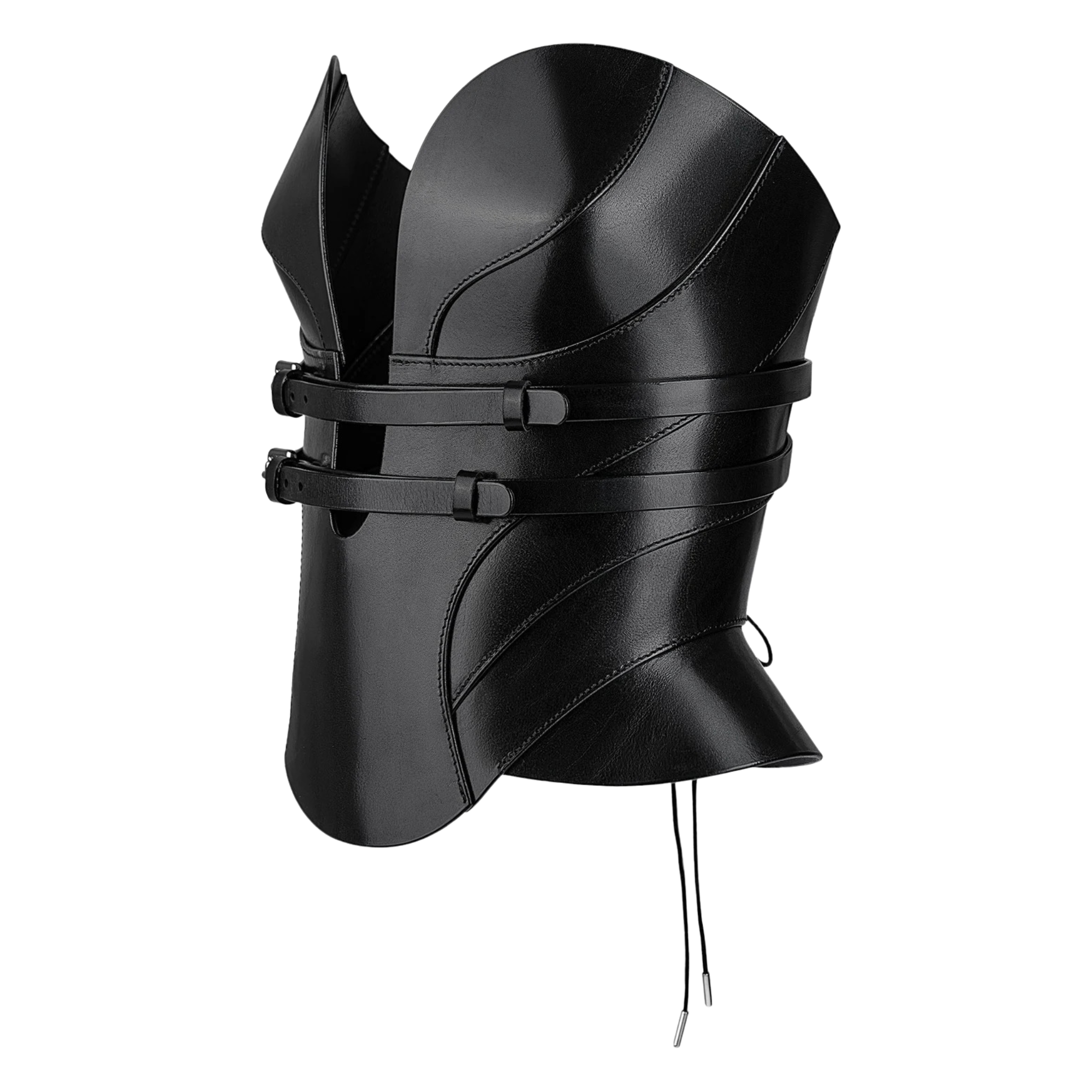 Handmade Black Leather Overbust Corset Top Viking Gothic Bustier Corset