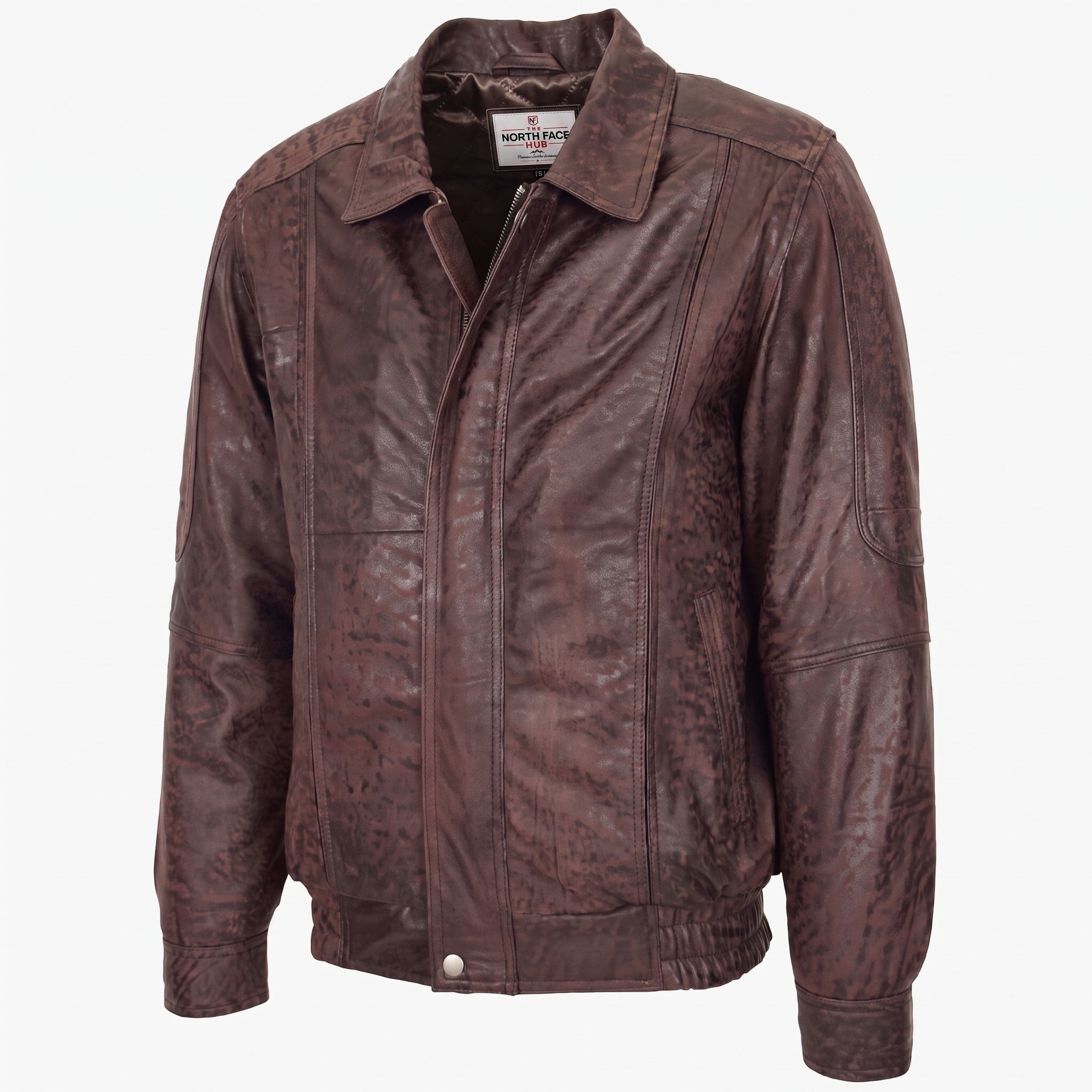 Mens Bomber Leather Jacket Classic Style Jim Zenith Brown Nubuck