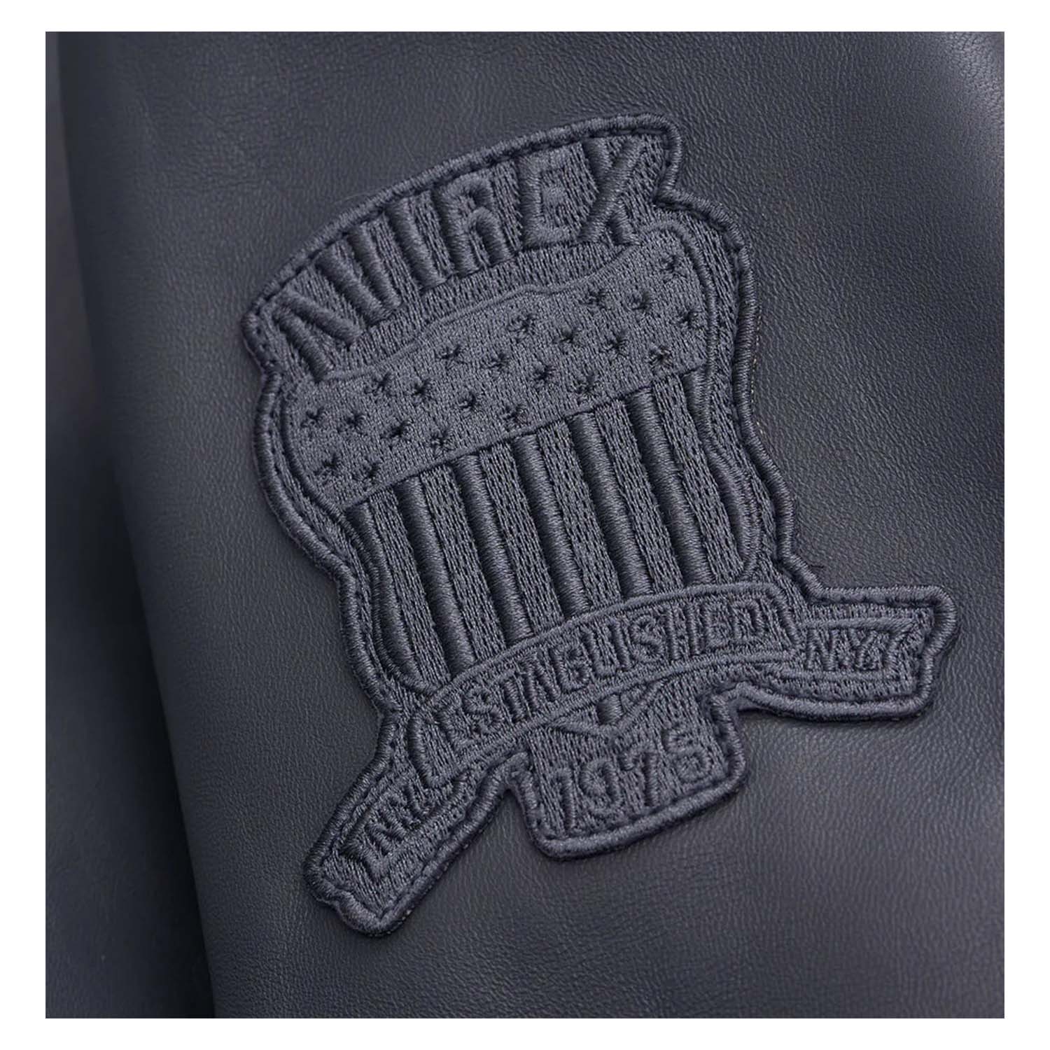 Men's Avirex G-1 Leather Bomber Jacket – Dark Grey Flight Jacket with Shearling Collar
