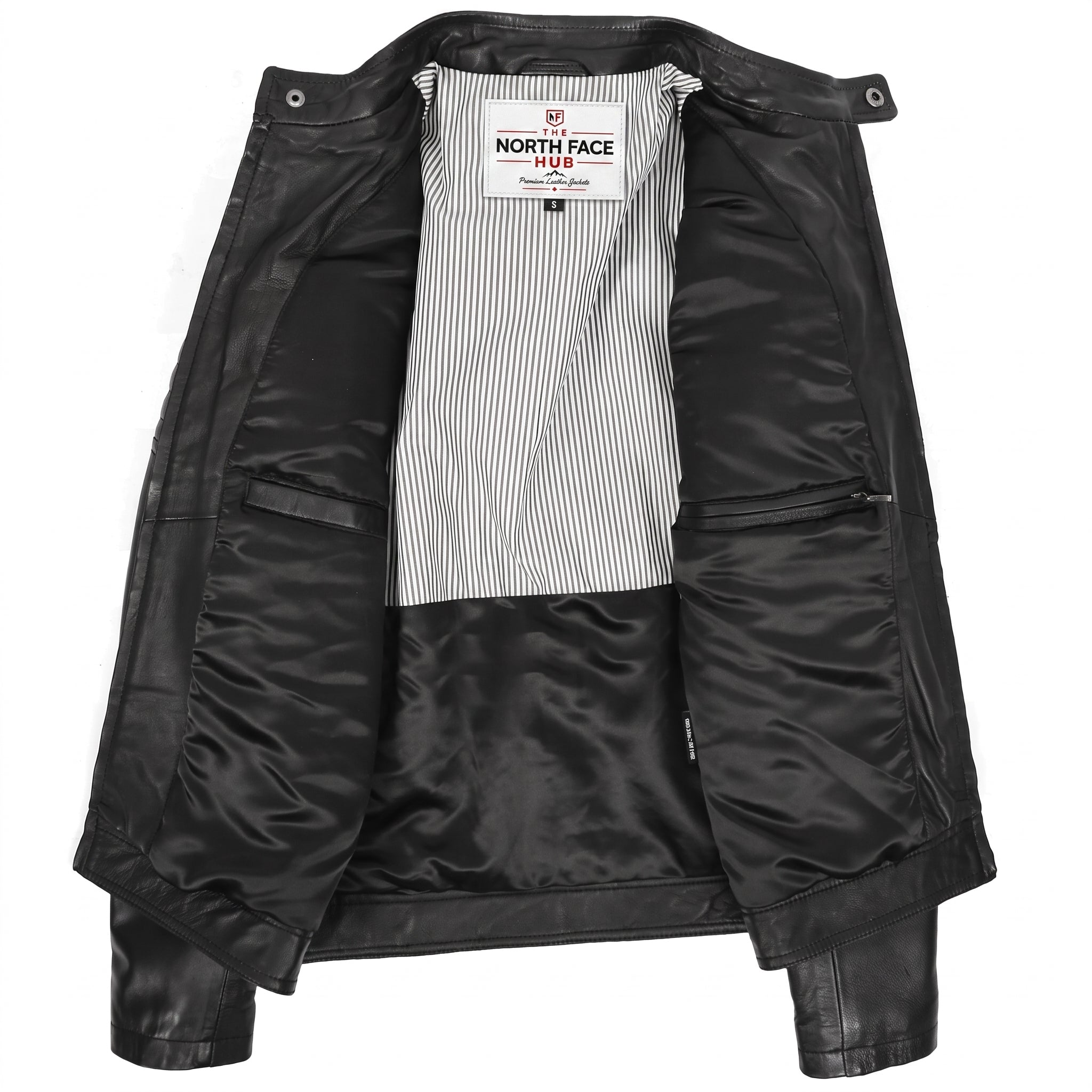 Mens Leather Biker Style Zip Jacket Eddie Essence Nova Black