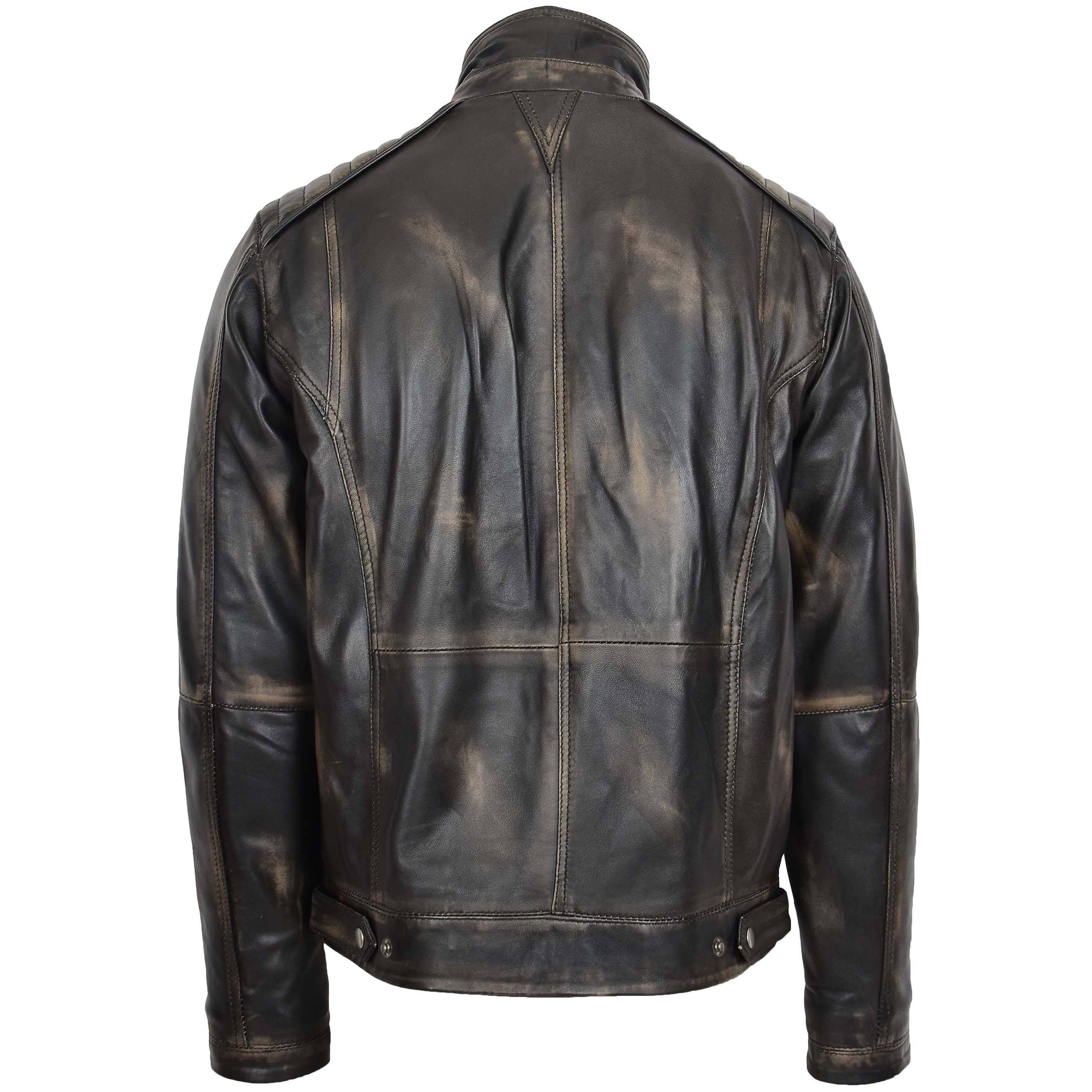 Mens Leather Urban Biker Style Jacket Hugo Paradox Rub Off