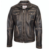 Mens Leather Urban Biker Style Jacket Hugo Paradox Rub Off