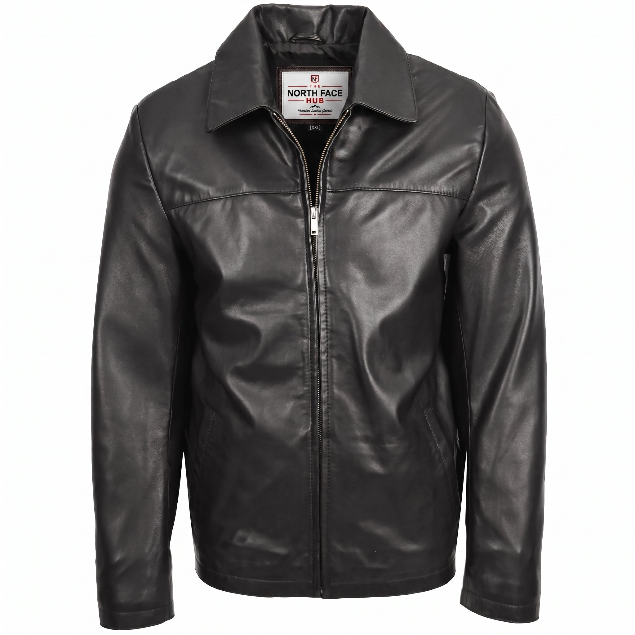 Mens Leather Zip Box Harrington Jacket James Nova Black