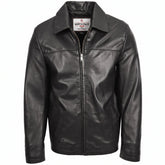 Mens Leather Zip Box Harrington Jacket James Nova Black