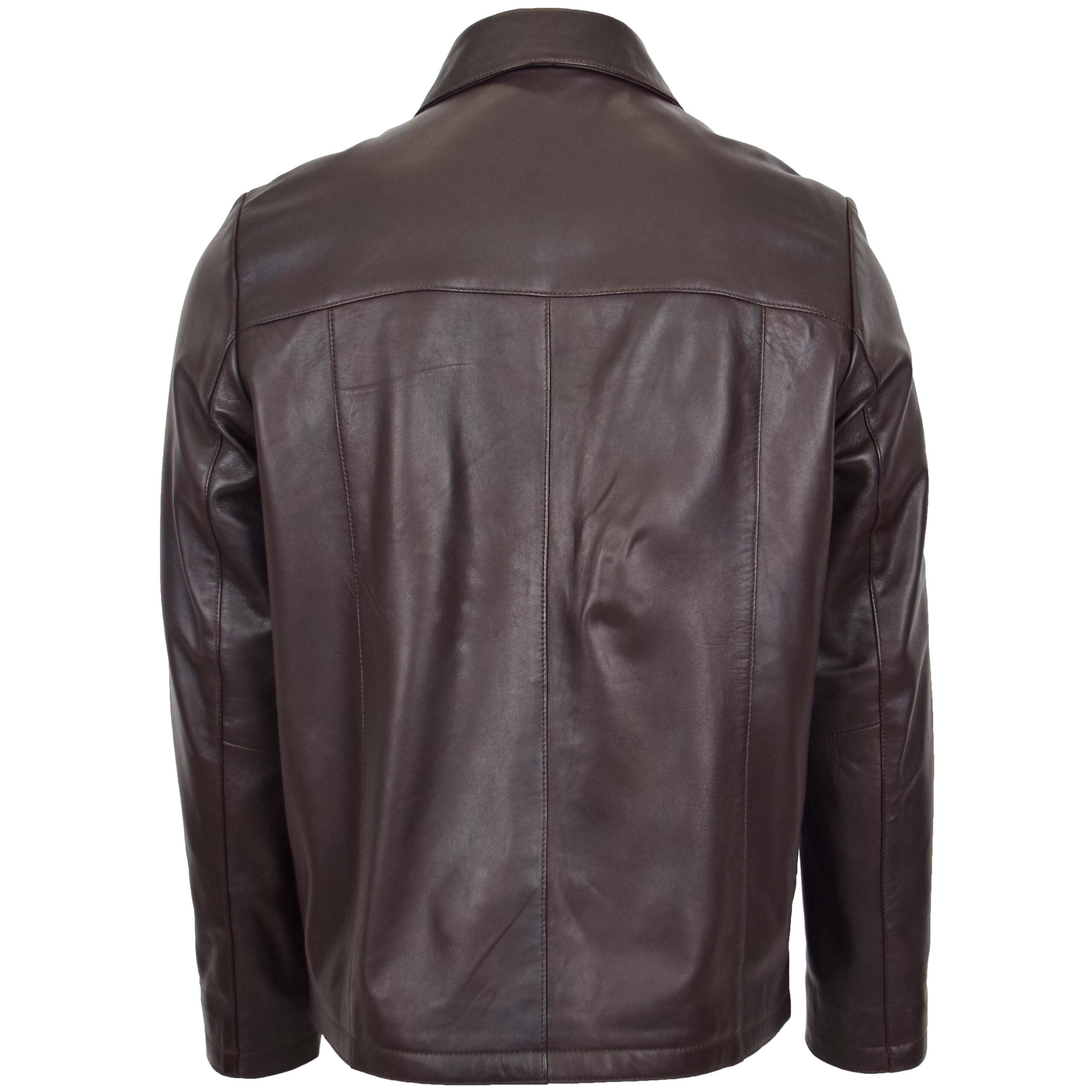 Mens Leather Zip Box Harrington Jacket James Brown