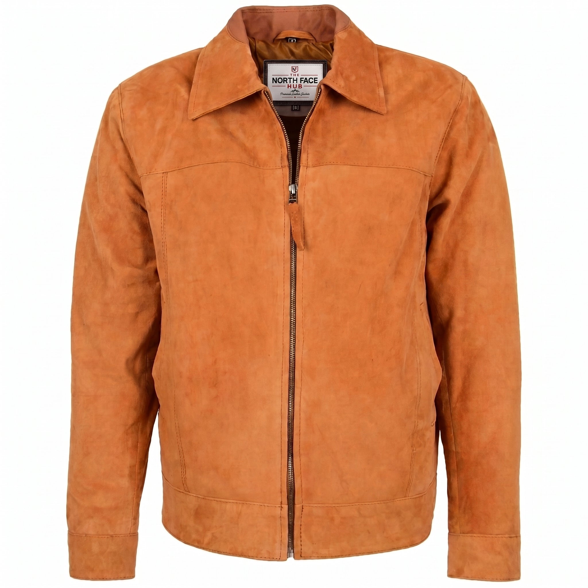 Mens Real Suede Casual Harrington Jacket Larry Dynamo Tan