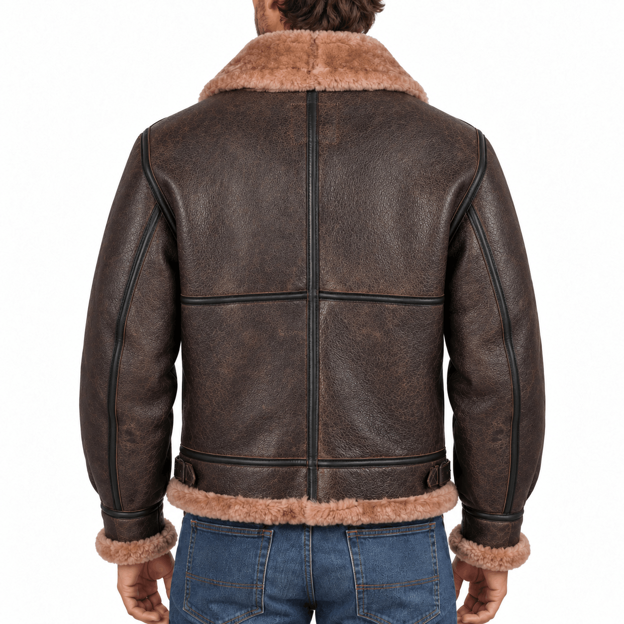 Schott NYC Classic B-3 Sheepskin Leather Bomber Jacket - Brown with Gold (257S)