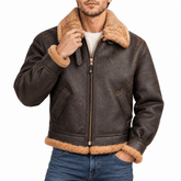Schott NYC Classic B-3 Sheepskin Leather Bomber Jacket - Brown with Gold (257S)