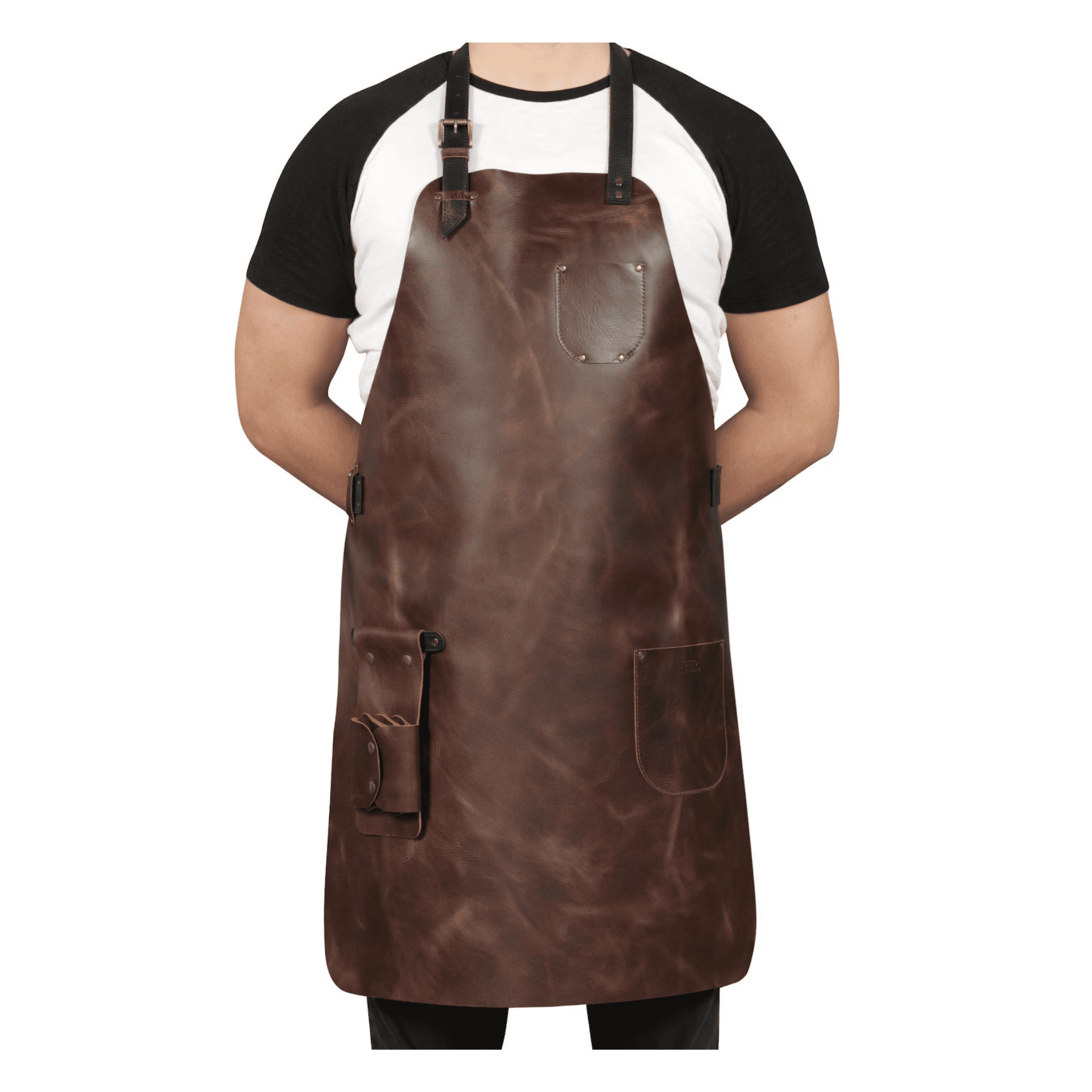 Handmade Top-Grain Leather Workshop Apron for BBQ & Woodworking