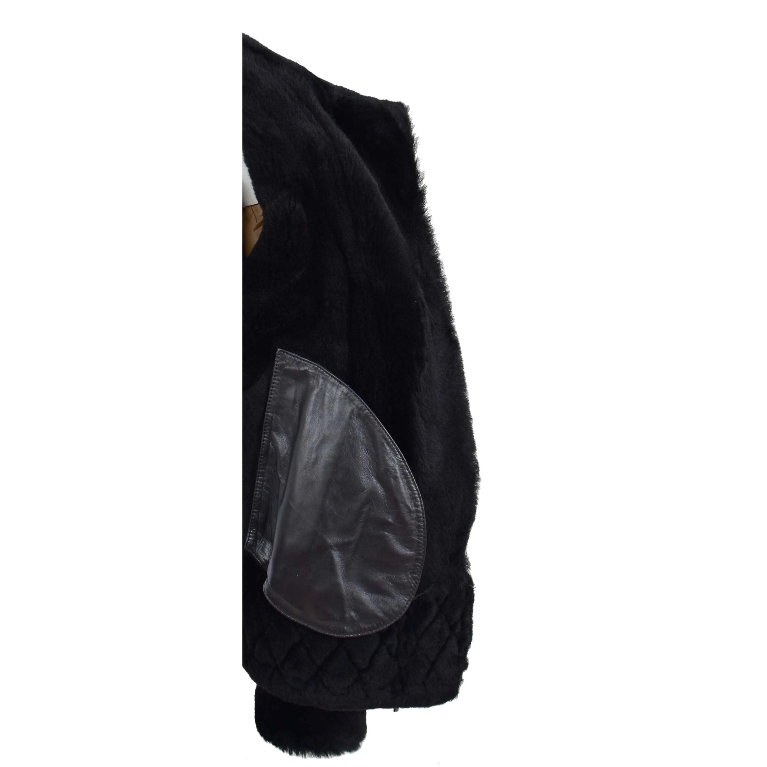 Womens Merino Sheepskin Aviator Jacket Nova Black