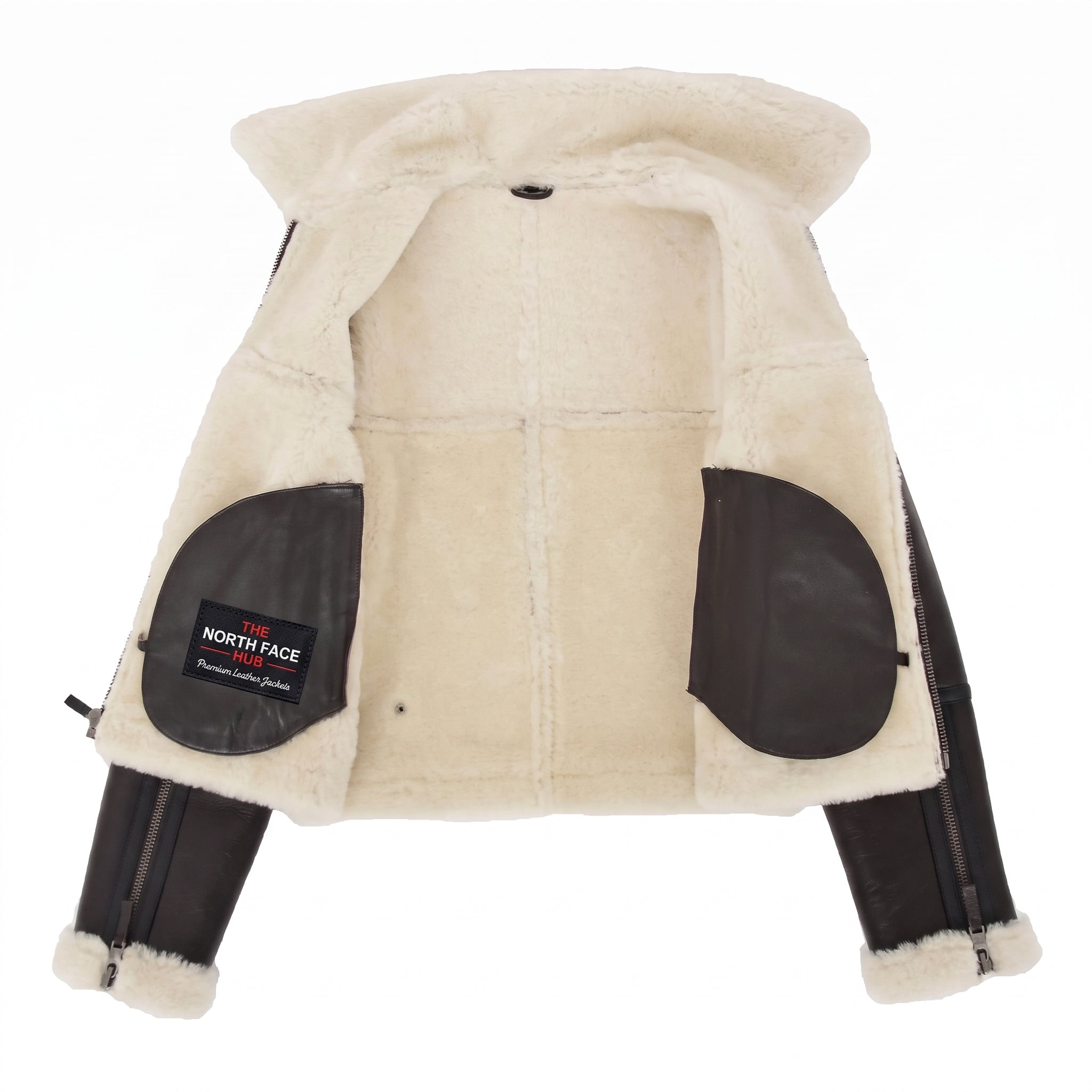 Womens Sheepskin Aviator RAF Pilot Jacket Zenith Brown White