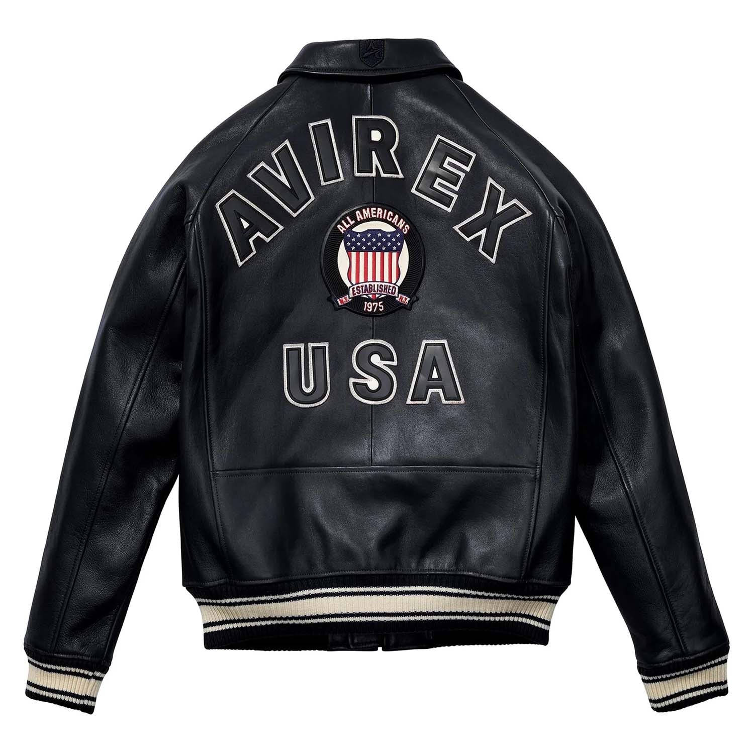 Best Seller Men’s Iconic Avirex Leather Jacket Black Leather Bomber Jacket Aviator Style