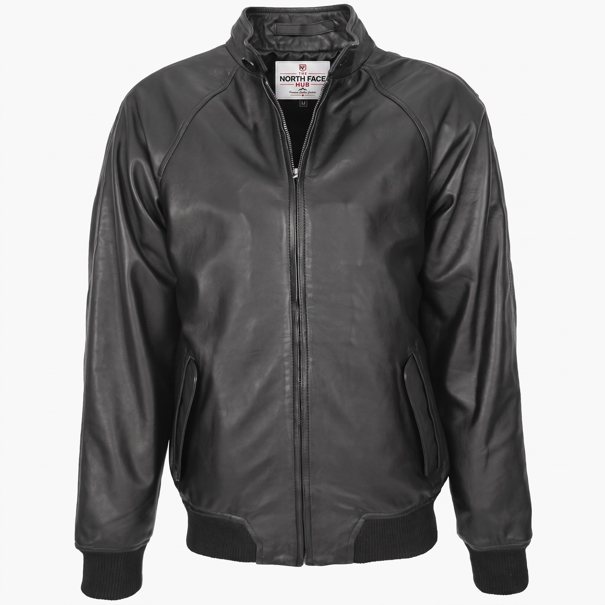 Mens Real Leather Bomber Jacket Raglan Shoulder Francis Nova Black