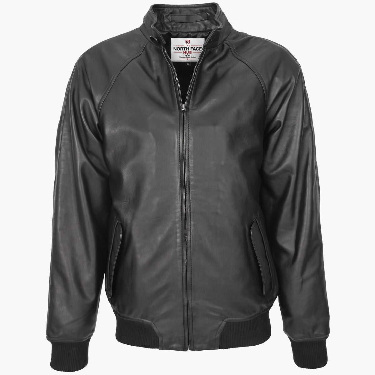 Mens Real Leather Bomber Jacket Raglan Shoulder Francis Nova Black