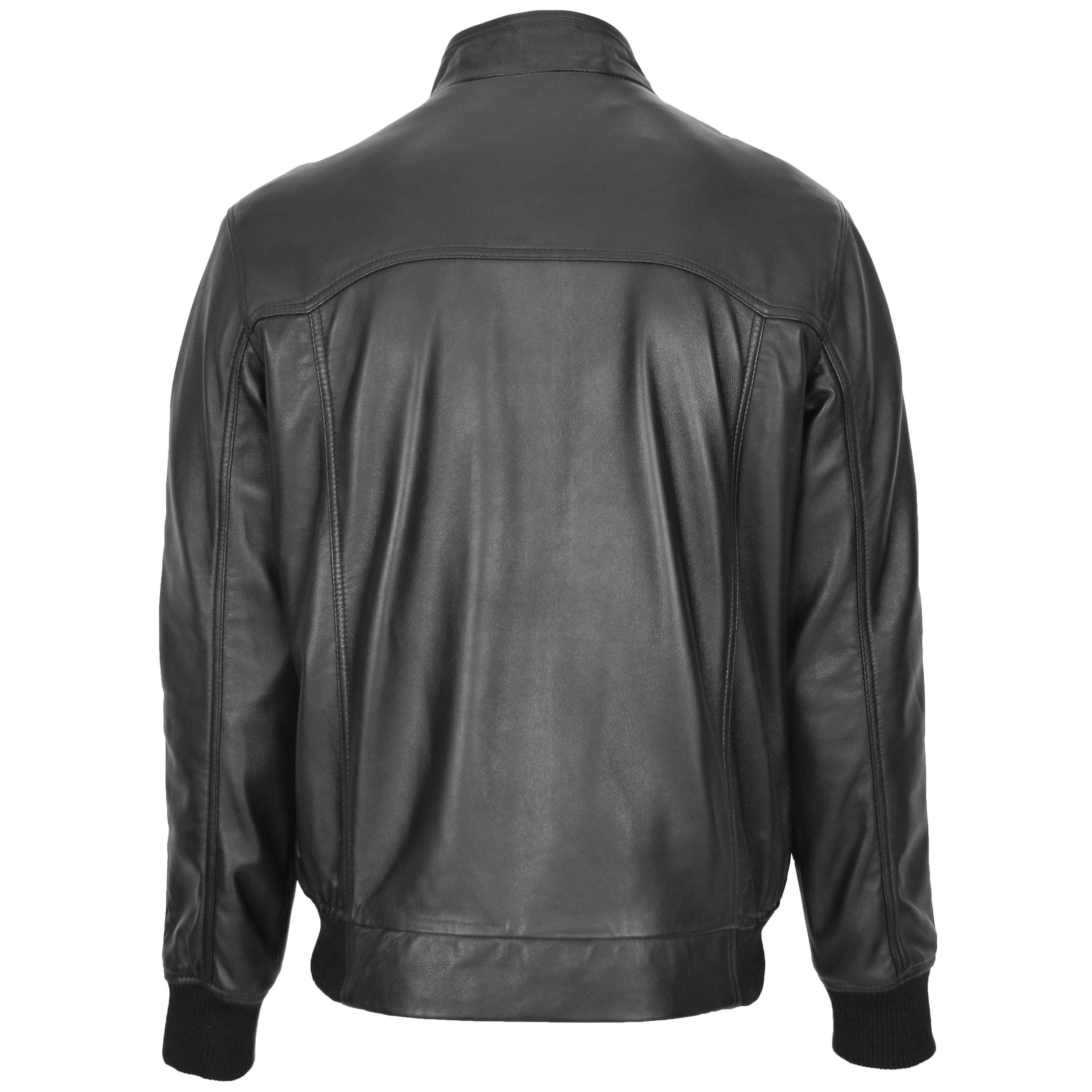 Mens Real Leather Bomber Jacket Raglan Shoulder Francis Nova Black