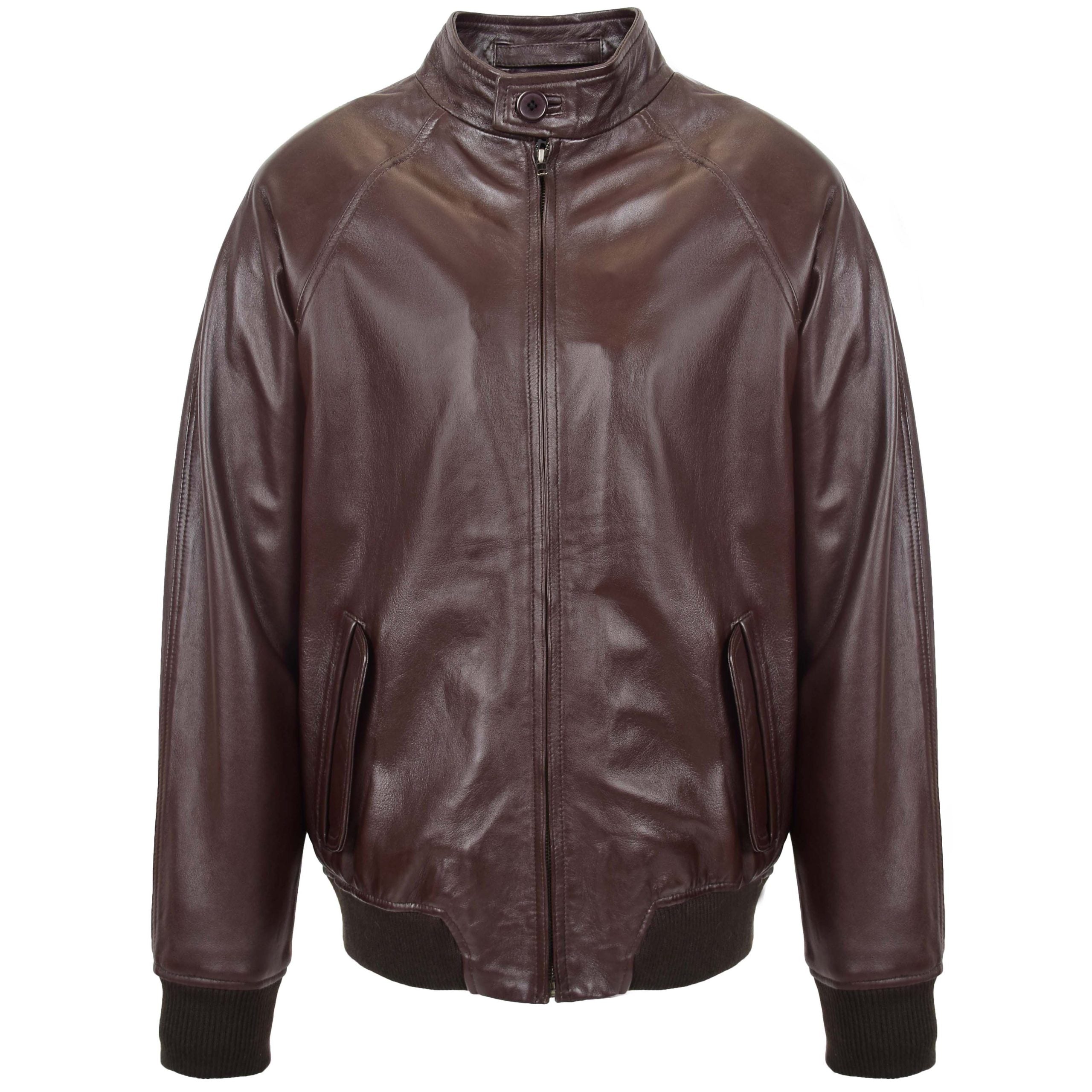 Mens Real Leather Bomber Jacket Raglan Shoulder Francis Zenith Brown