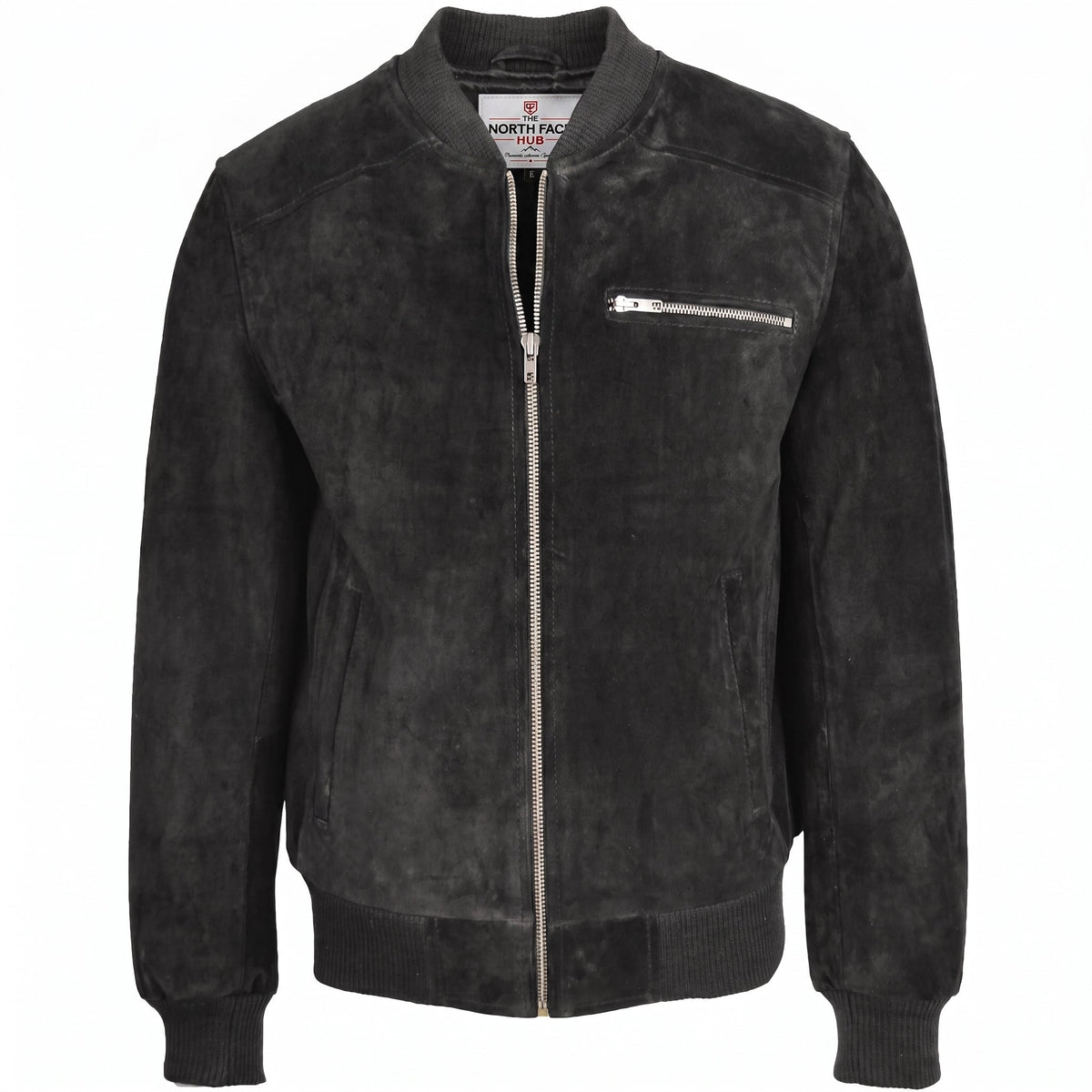 Mens Suede Bomber Varsity Jacket Reg Nova Black
