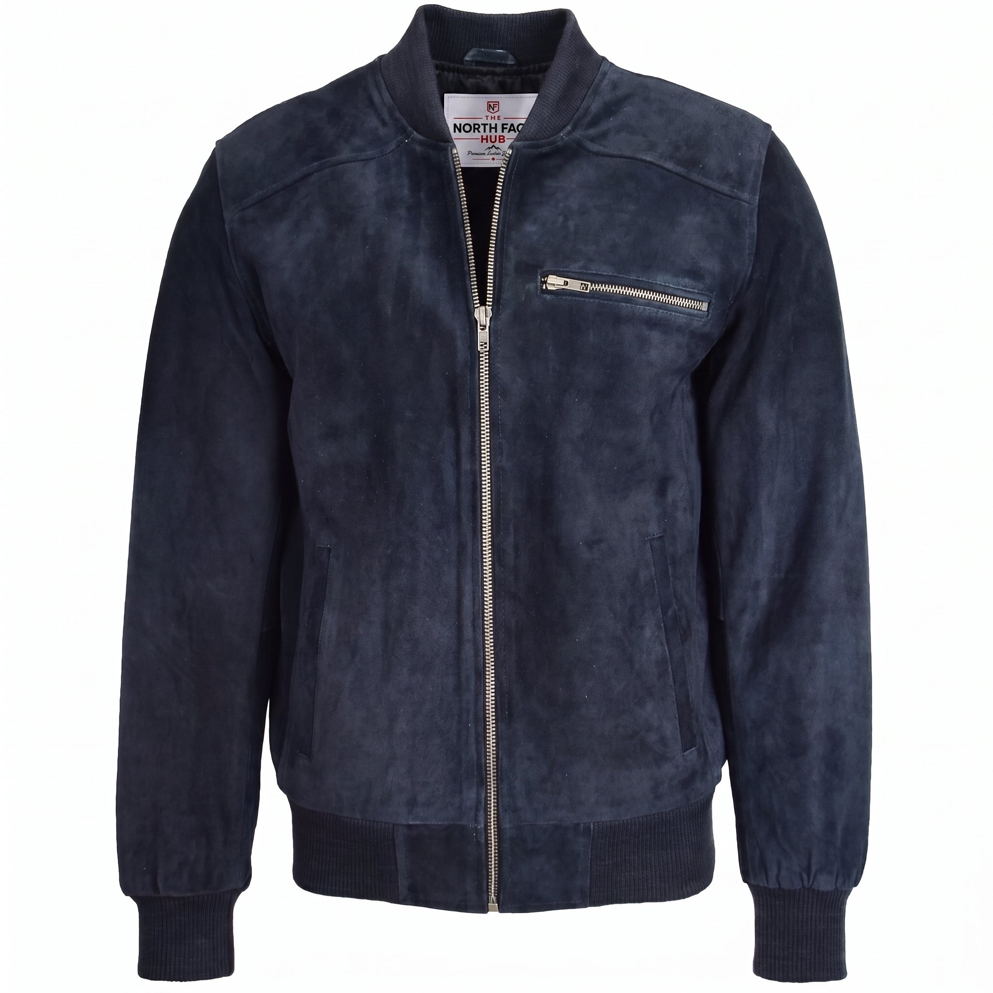 Mens Suede Bomber Varsity Jacket Reg Radiant Blue