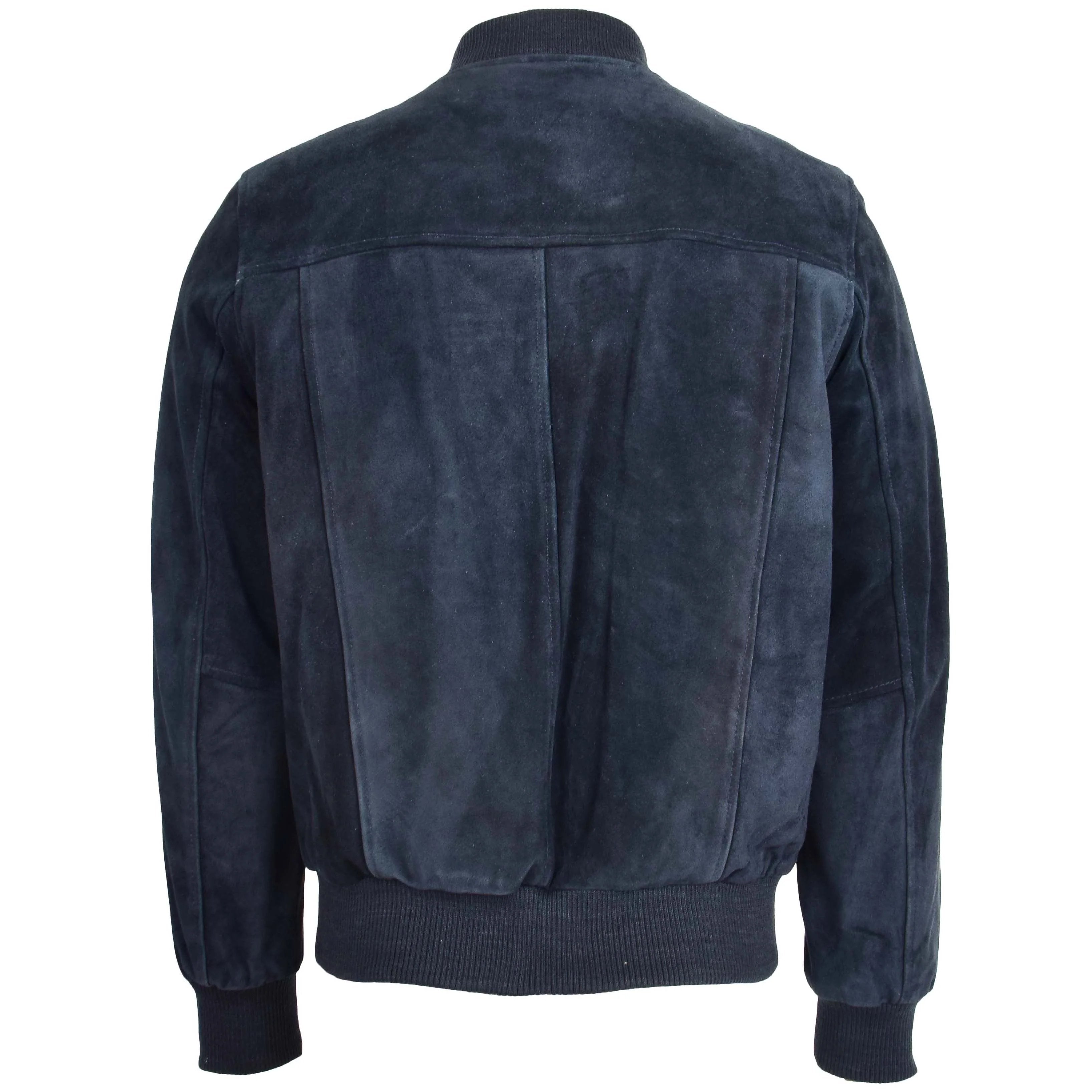 Mens Suede Bomber Varsity Jacket Reg Radiant Blue