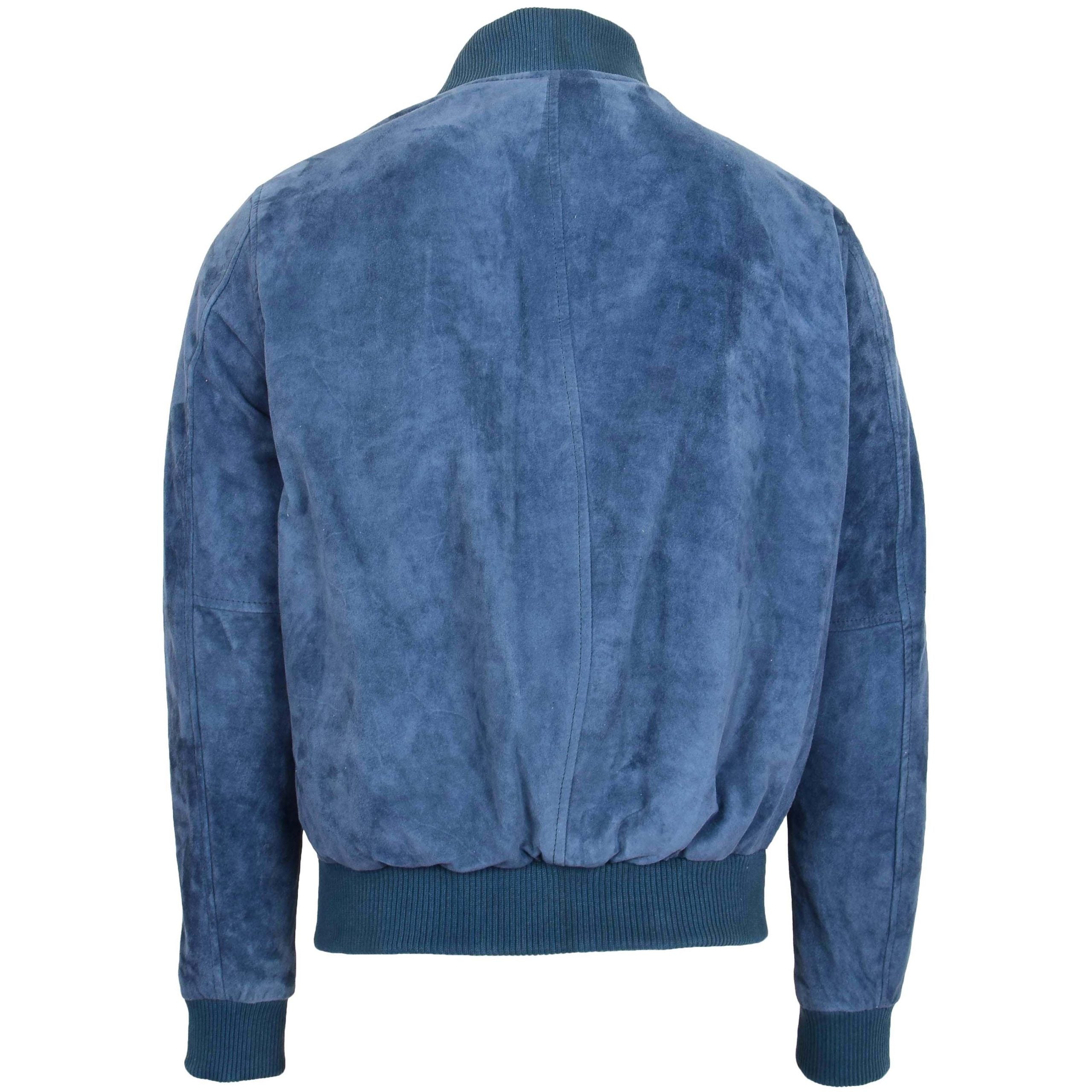 Mens Suede MA-1 Bomber Jacket Trevor Radiant Blue