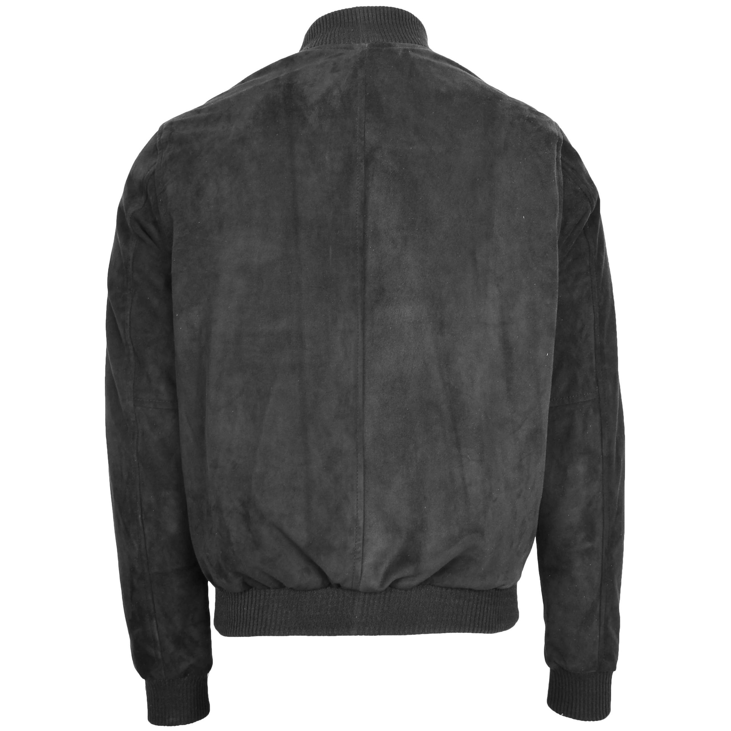 Mens Suede MA-1 Bomber Jacket Trevor Nova Black