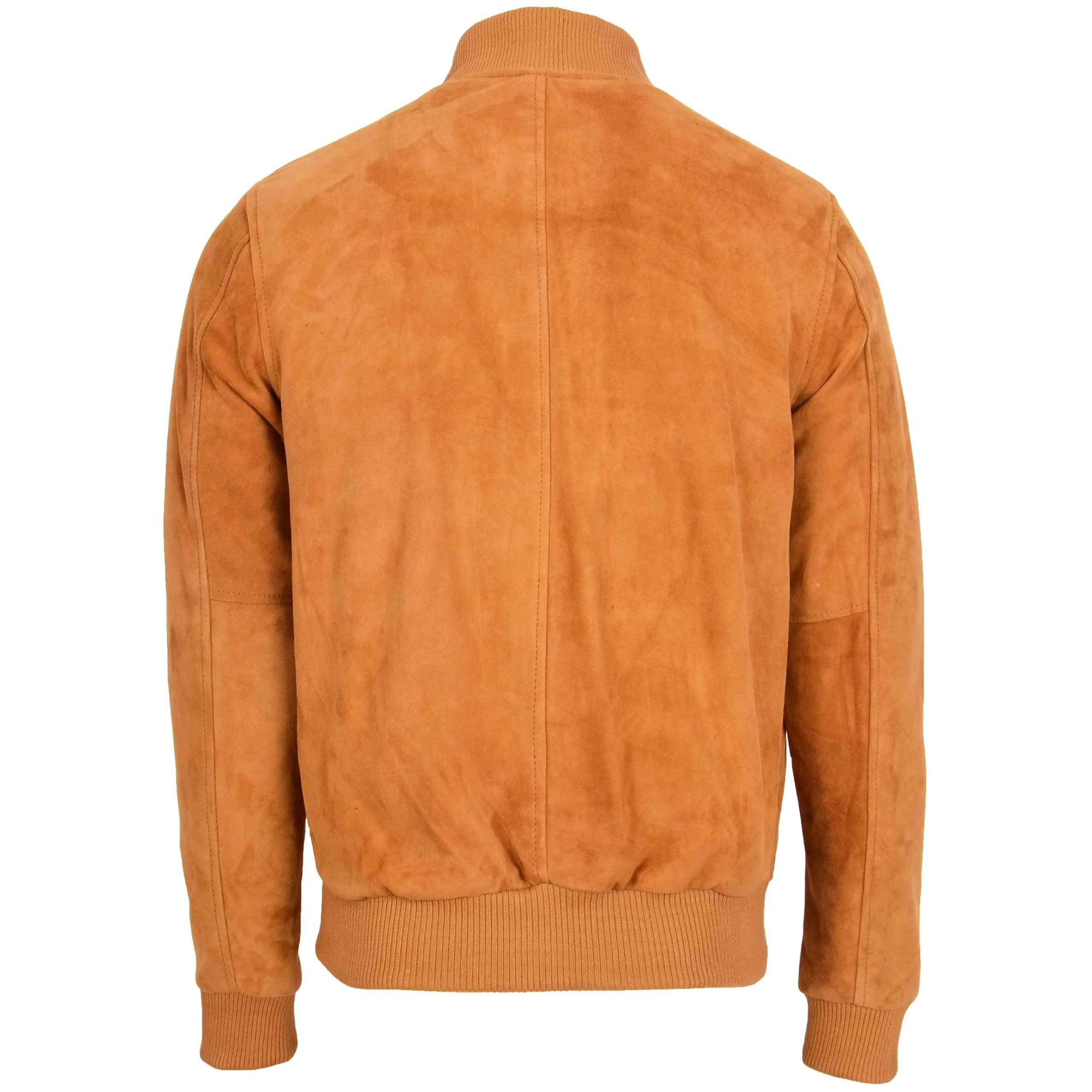 Mens Suede MA-1 Bomber Jacket Trevor Dynamo Tan
