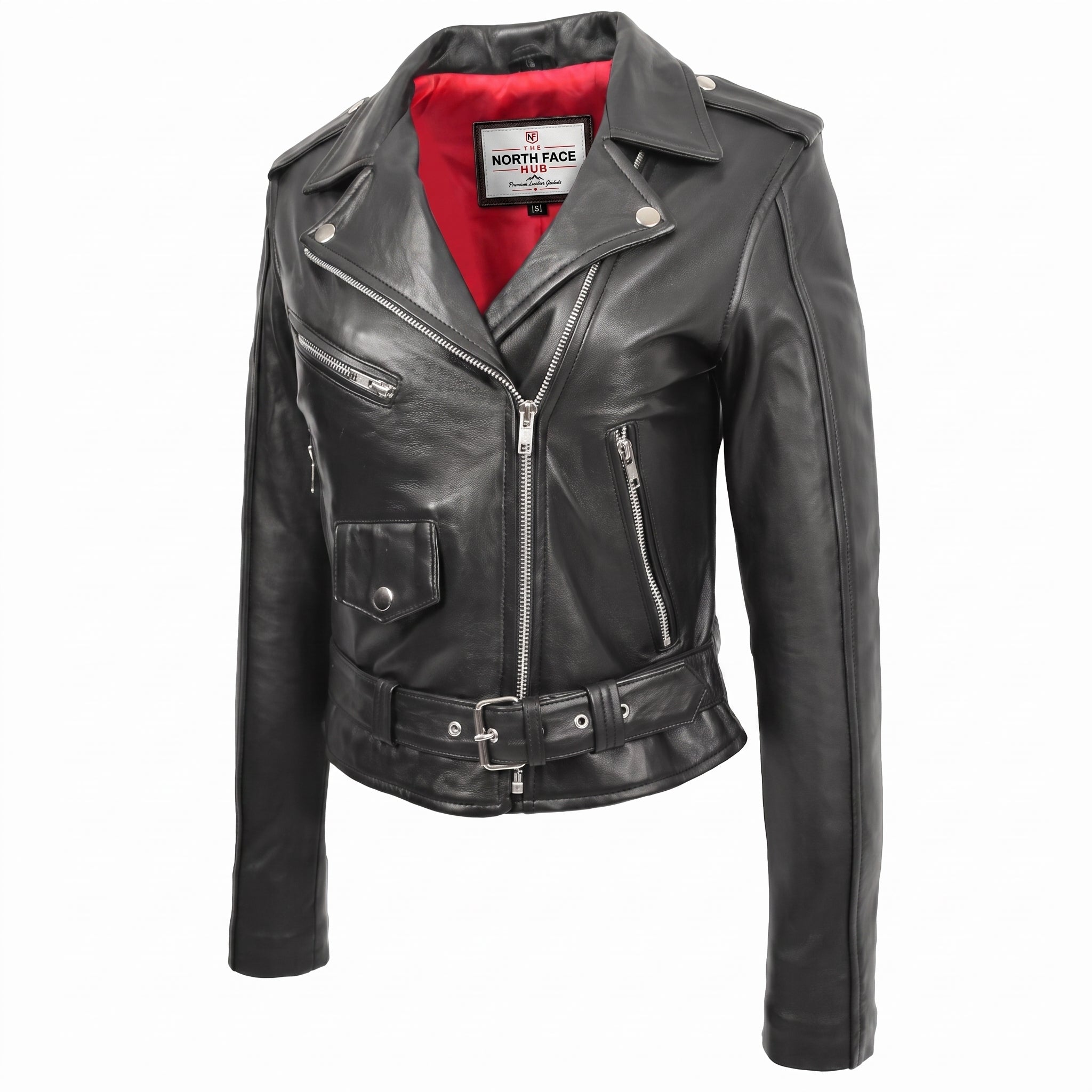 Womens Leather Biker Brando Jacket Kate Nova Black