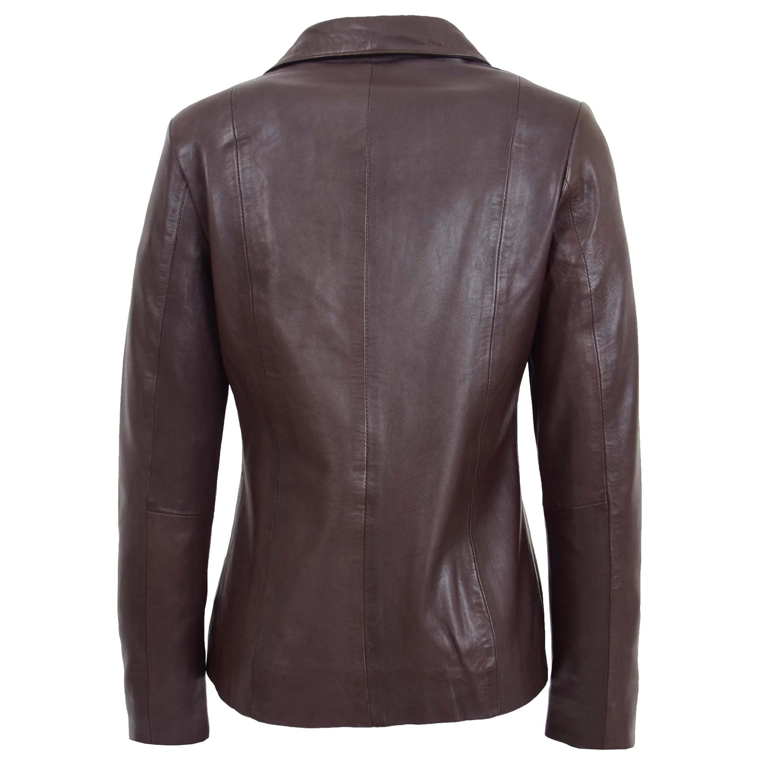 Womens Classic Zip Fastening Leather Jacket Julia Zenith Brown