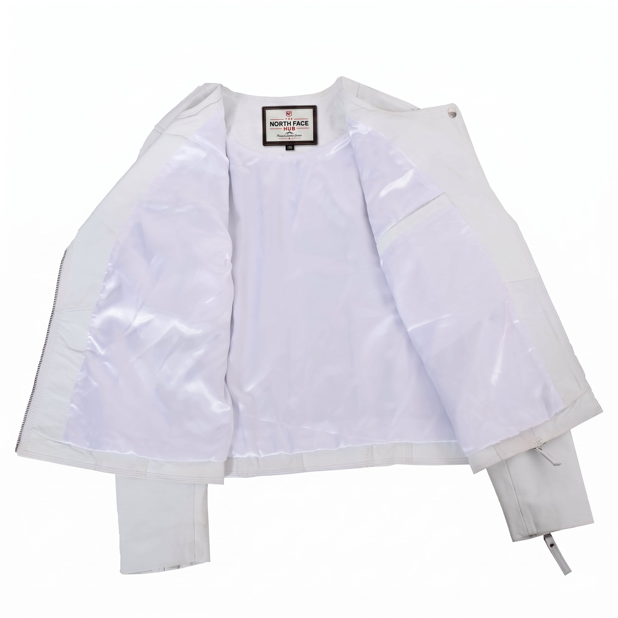 Womens Leather Casual Biker Jacket Shelly Cross Zip Astral Off White