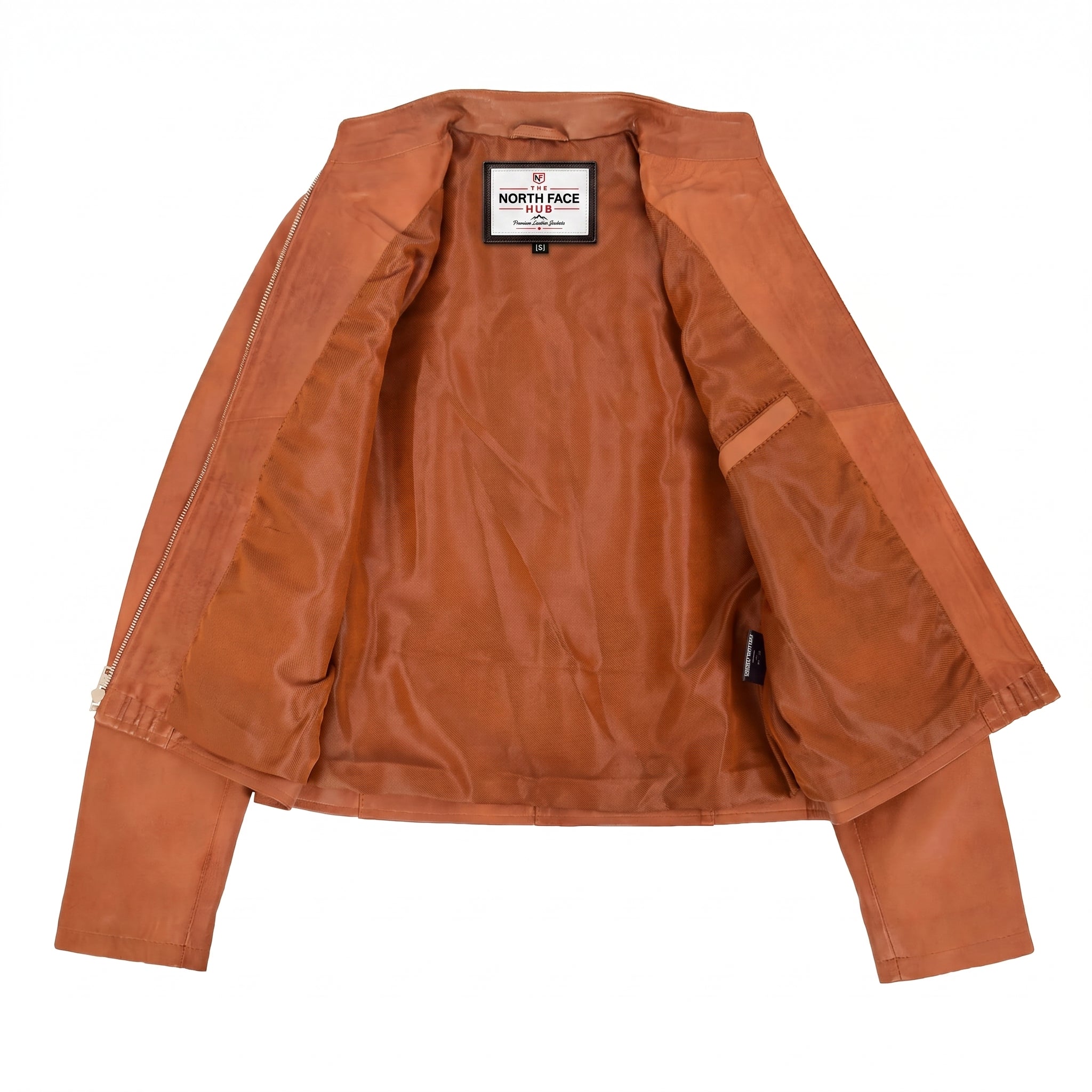 Womens Leather Casual Standing Collar Jacket Dynamo Tan