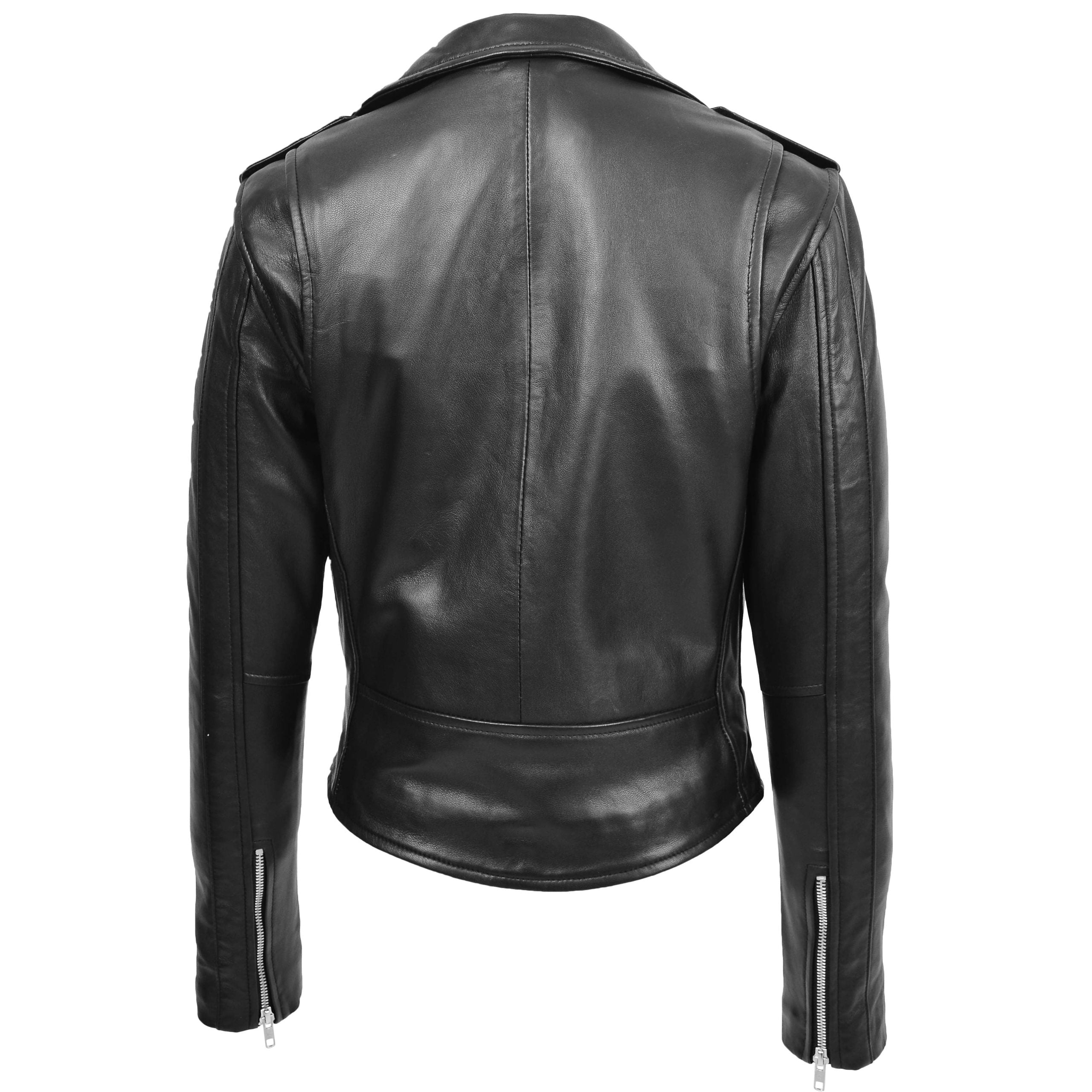Womens Leather Biker Brando Jacket Kate Nova Black