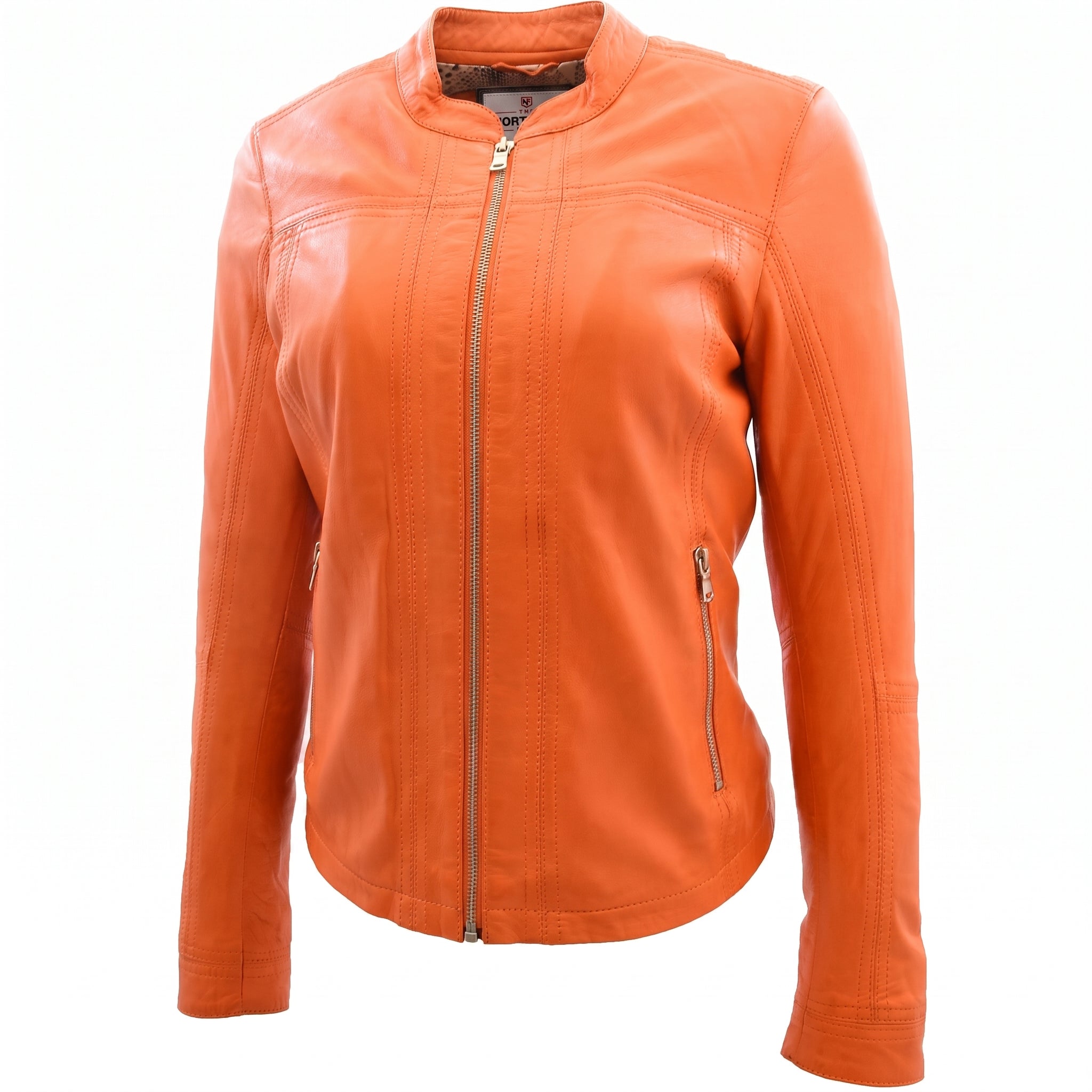 Womens Leather Classic Biker Style Tayla Jacket Blissful Orange