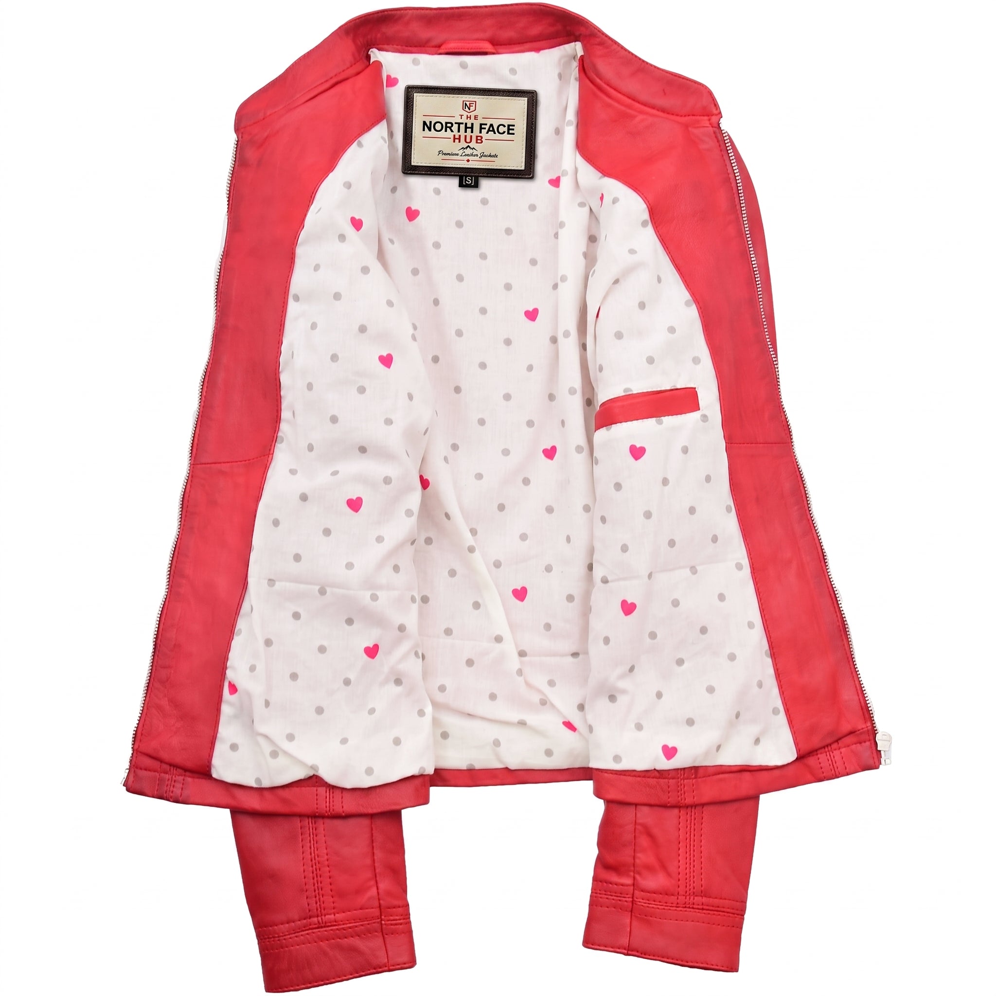Womens Leather Classic Biker Style Tayla Jacket Ignite Red