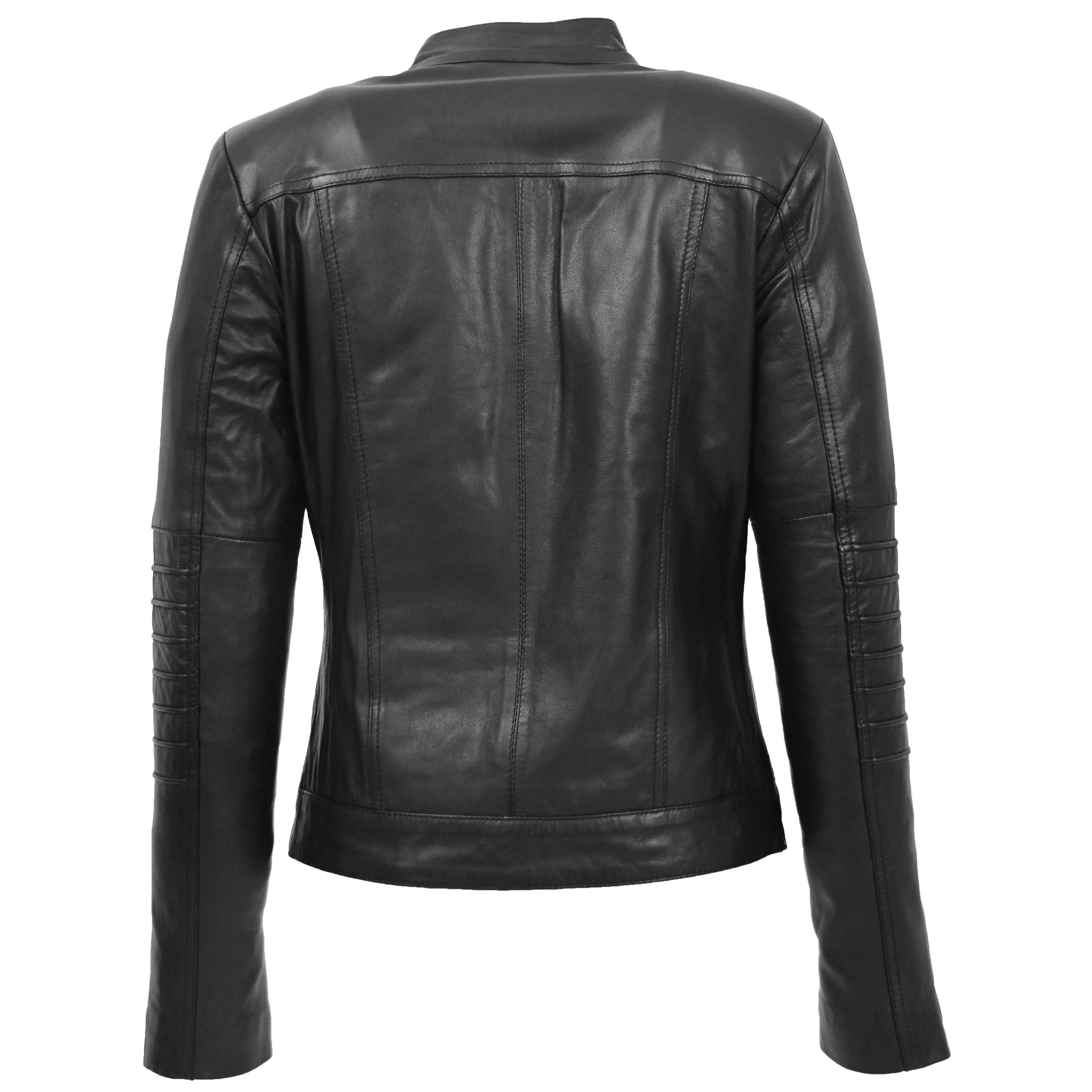 Womens Leather Classic Biker Style Jacket Nova Black