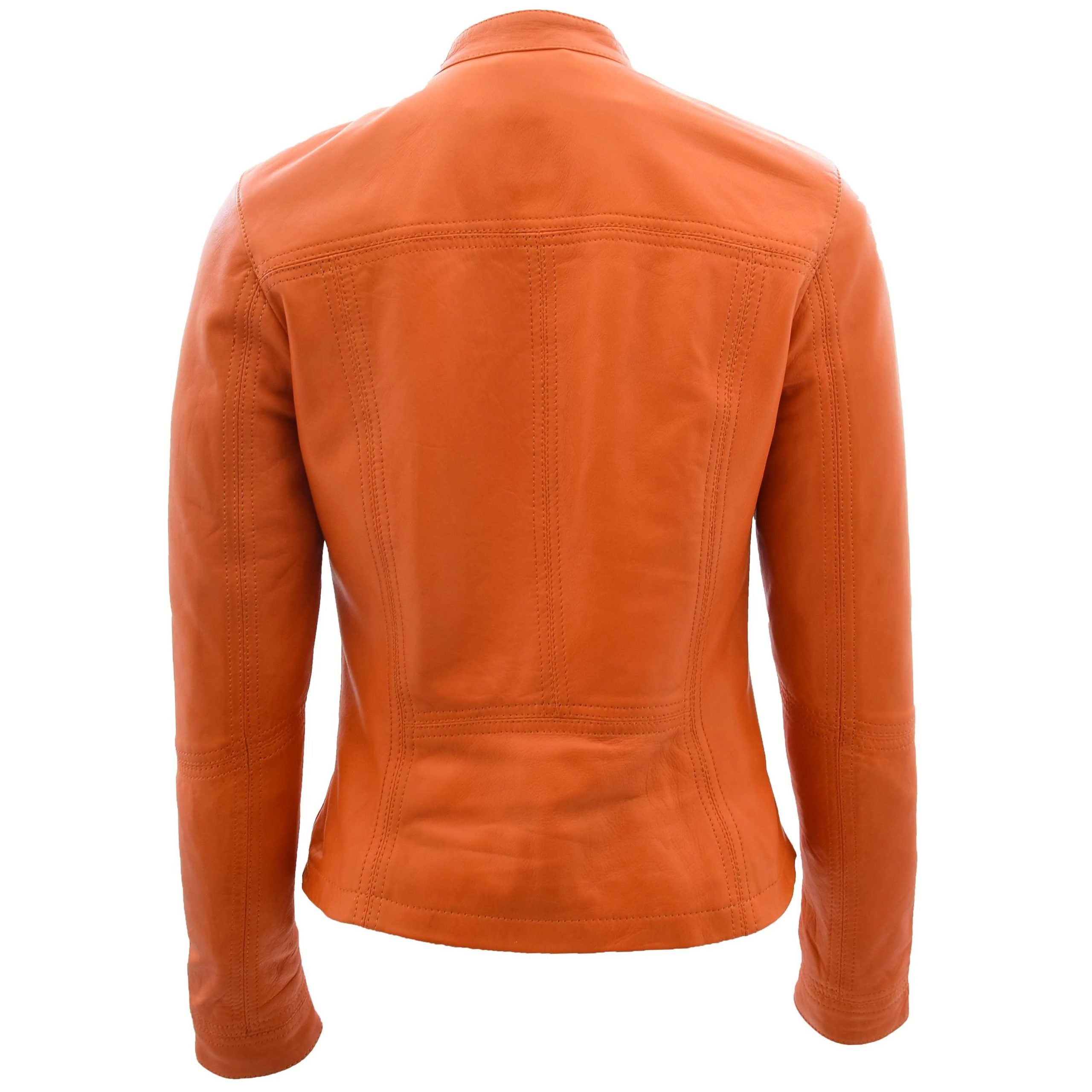 Womens Leather Classic Biker Style Tayla Jacket Blissful Orange