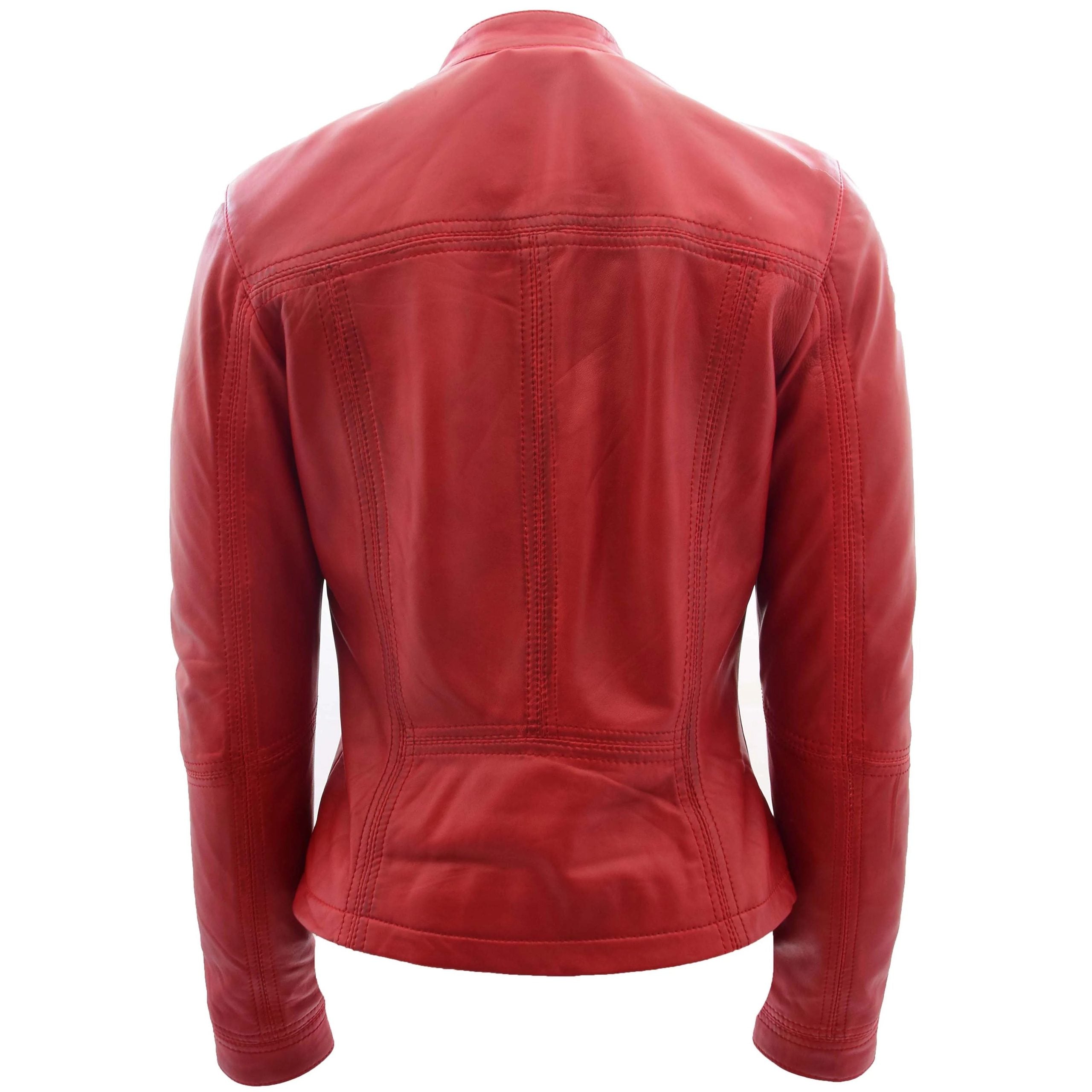 Womens Leather Classic Biker Style Tayla Jacket Ignite Red