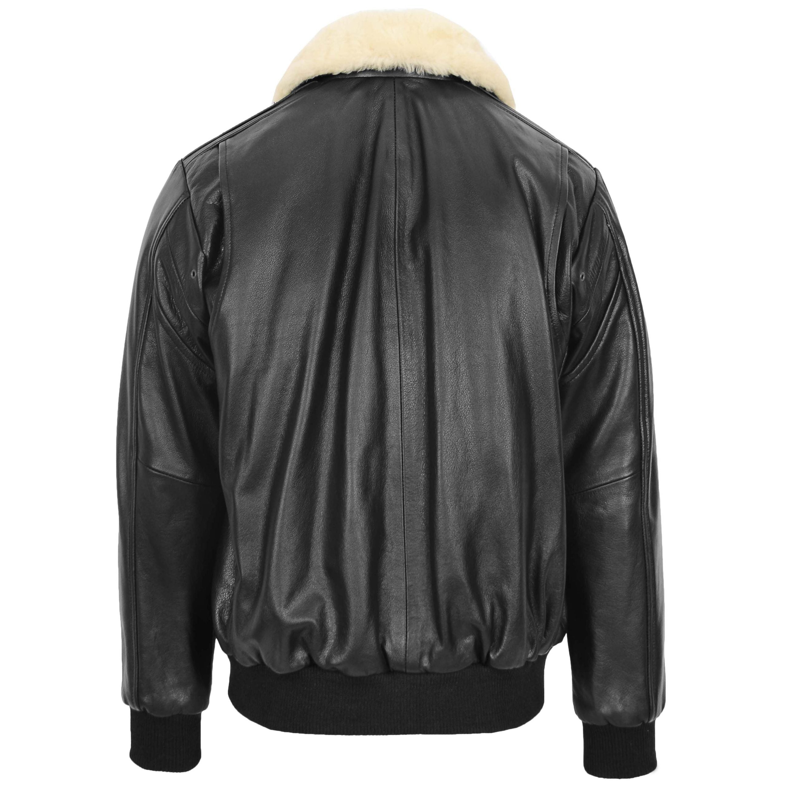 Mens Leather Bomber Jacket G-1 Aviator Style Jarrod Nova Black